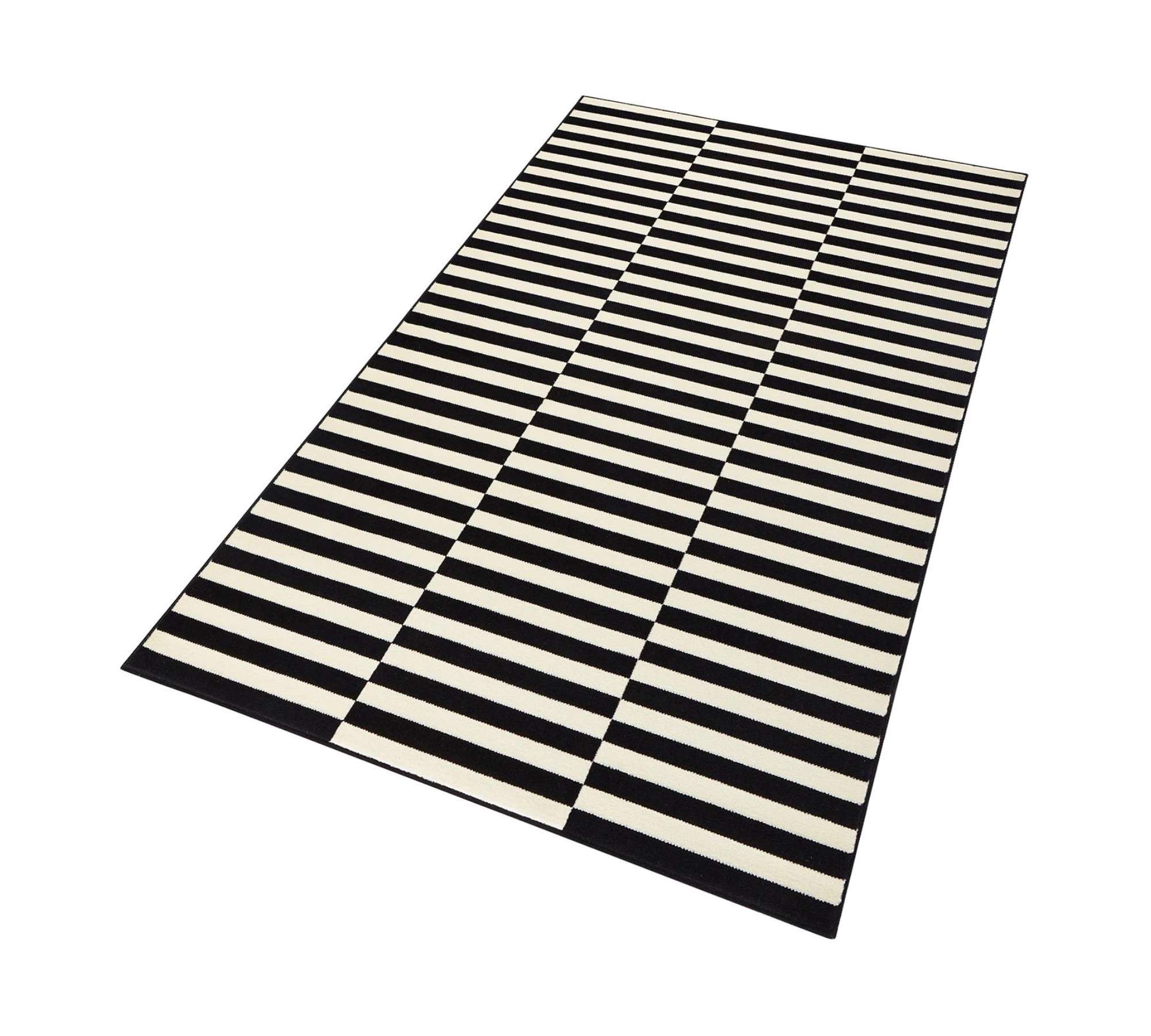 Teppich Textil Schwarz Gestreift