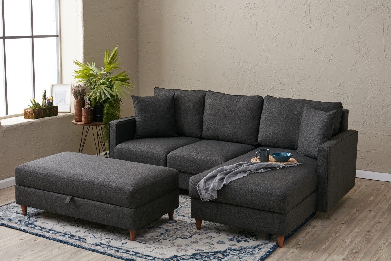 Sofa Récamiere Rechts Textil Anthrazit