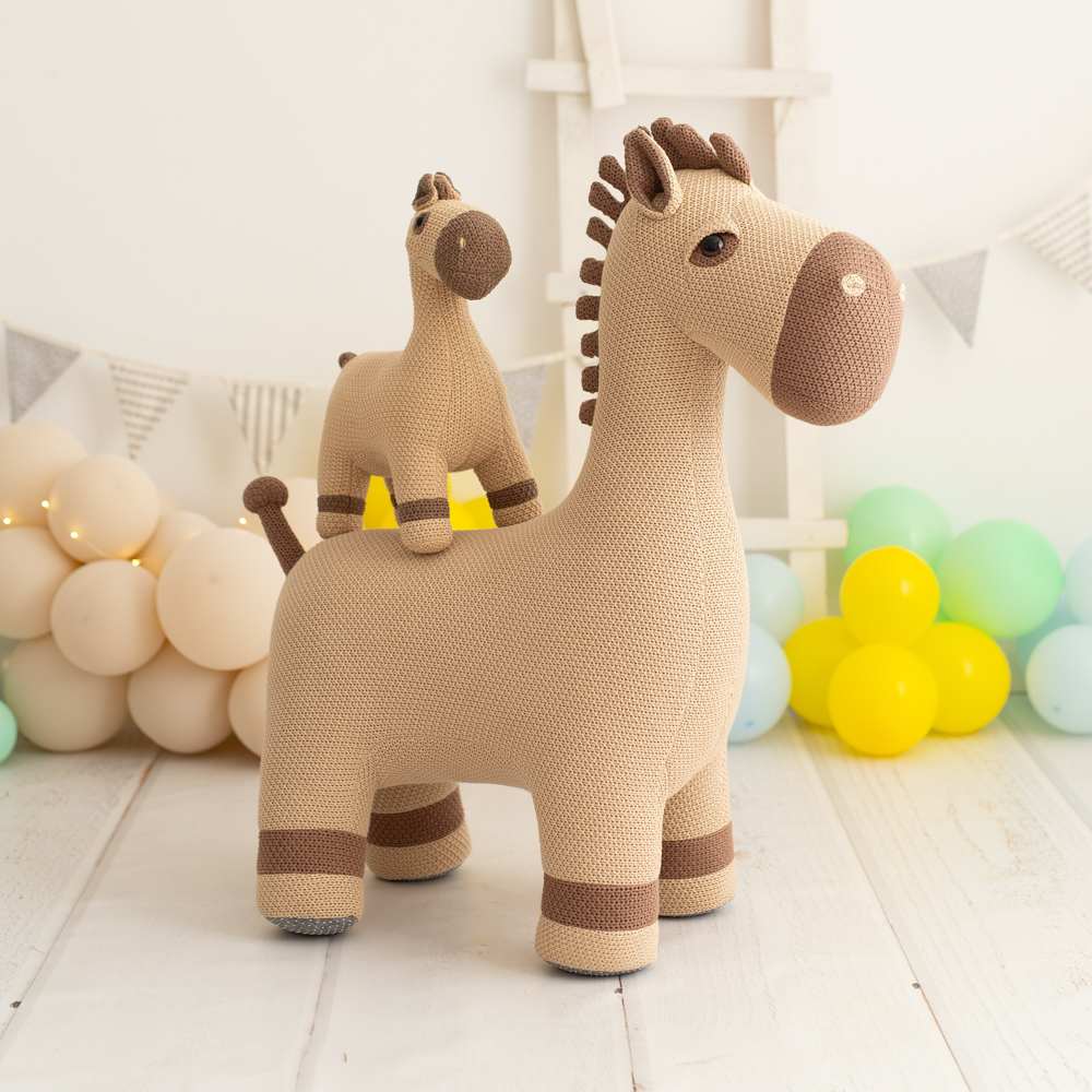 Horse Maxi & Horse Mini Plush Toy Cotton Brown