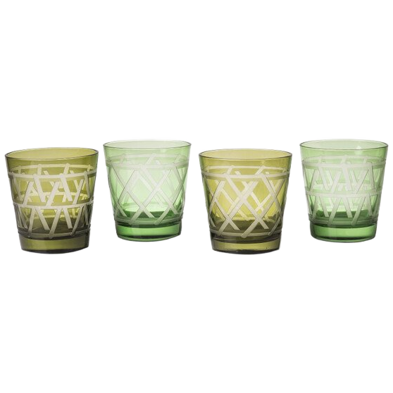 Tie Up Drinking glasses Set of 4 Glass Green