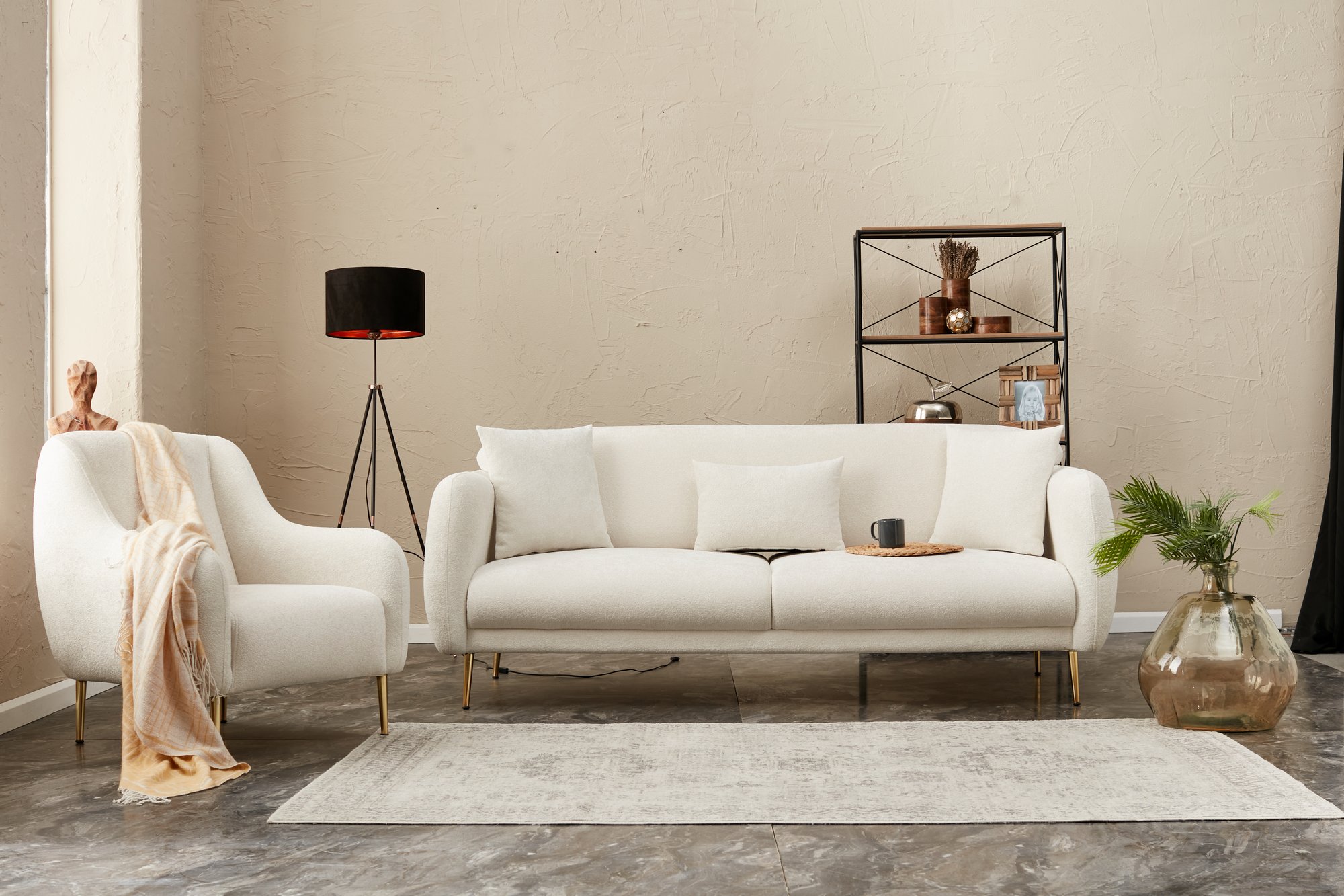 Simena Sofa 3-Sitzer Creme