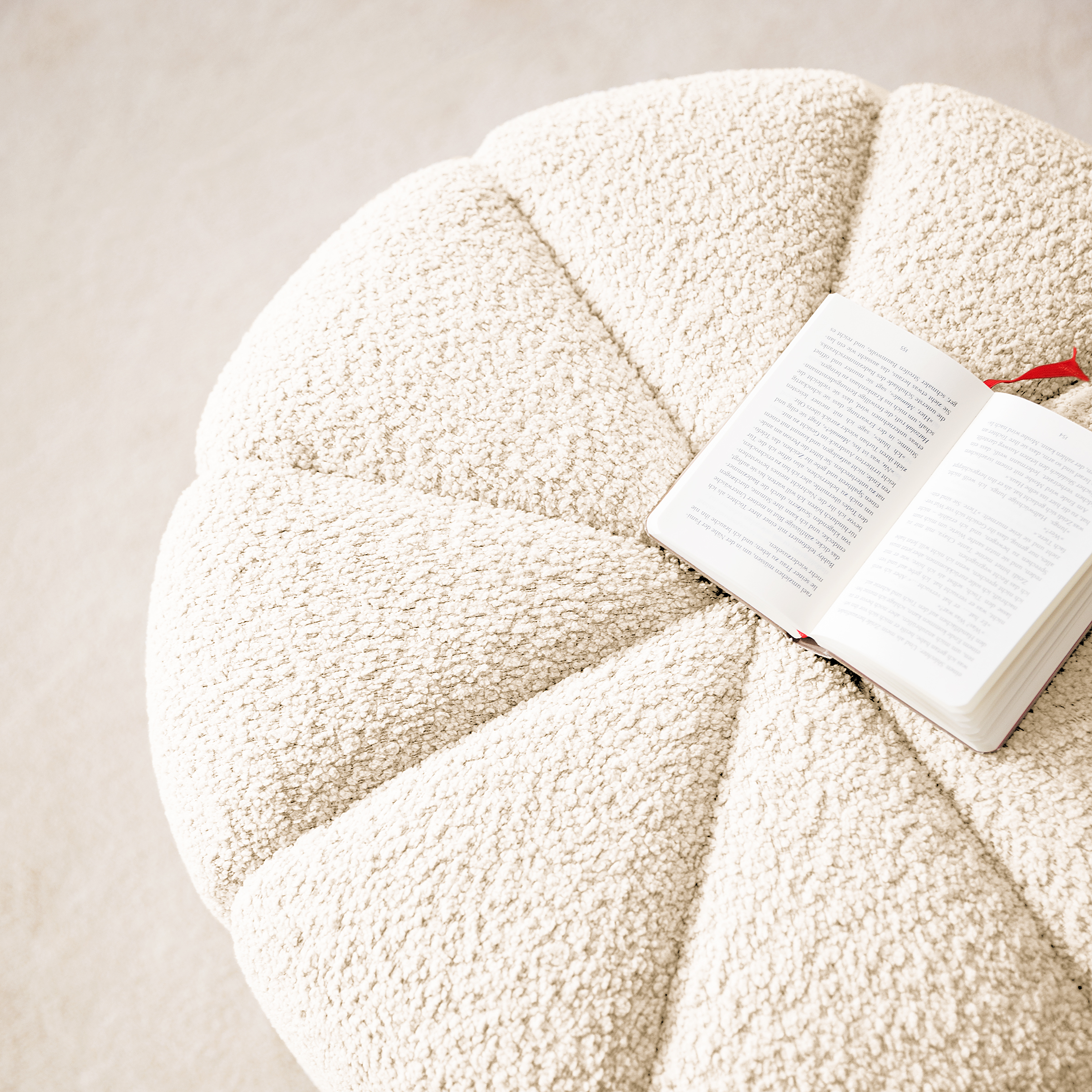 Stool FORA Teddy-Bouclé Fabric Beige