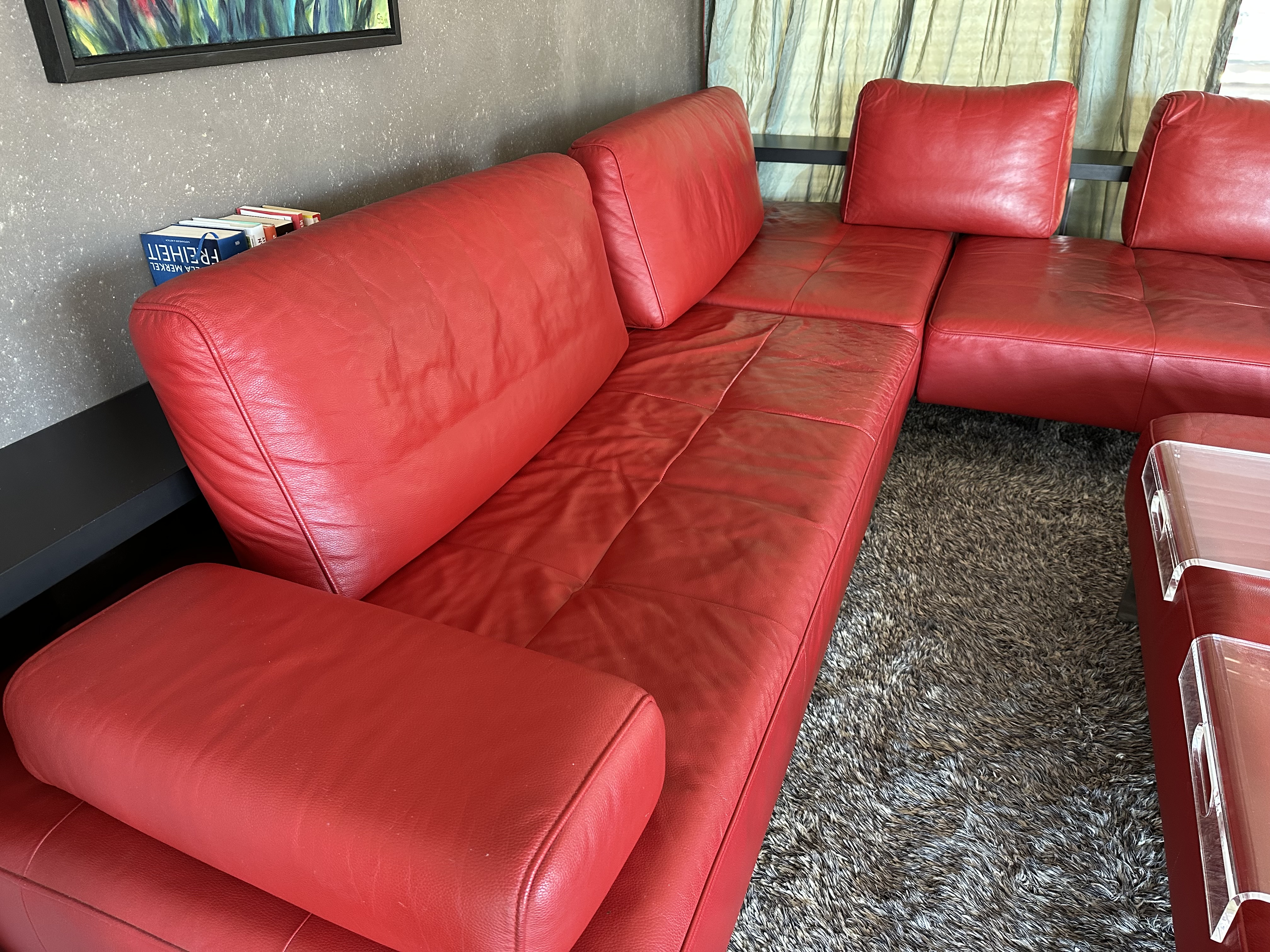 Corner Sofa Dono Leather Red