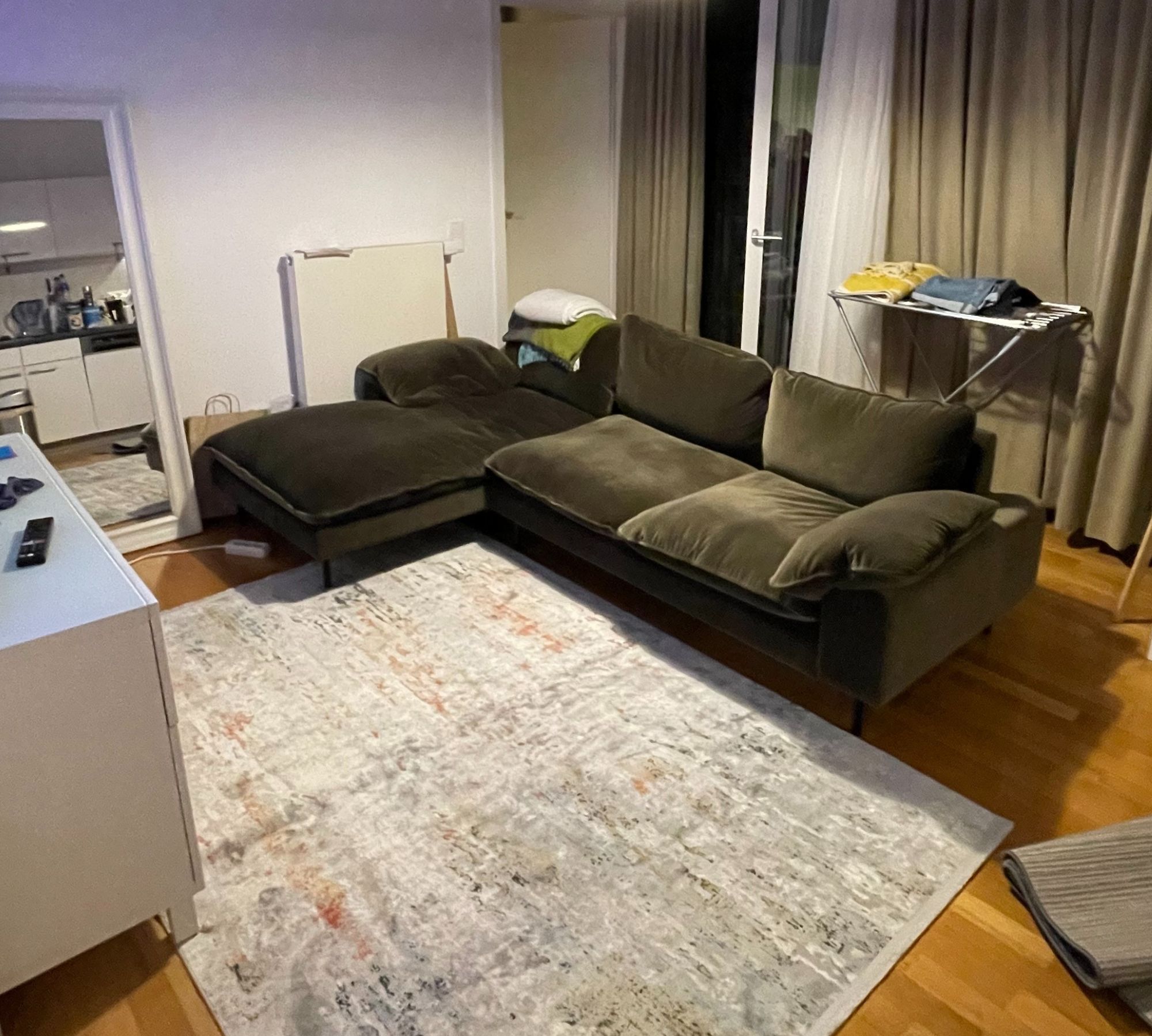 Fallyn Ecksofa Récamiere Links Zypressengrün