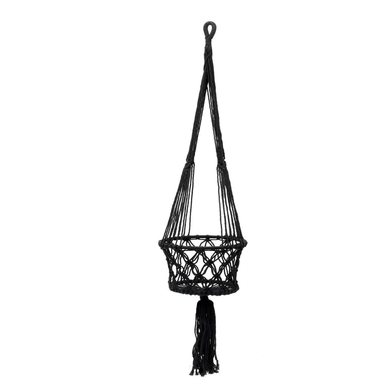 Portapiante in macramé nero