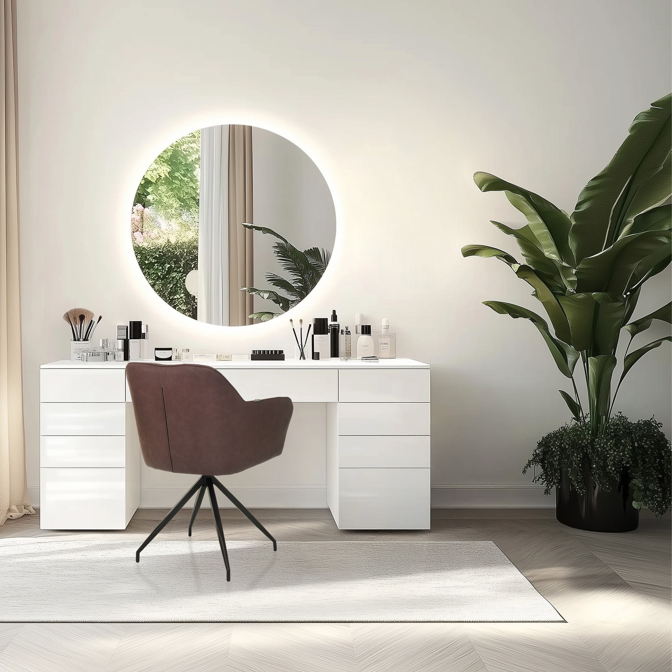 ELVERUM SPU Dining chair Faux leather Dark brown