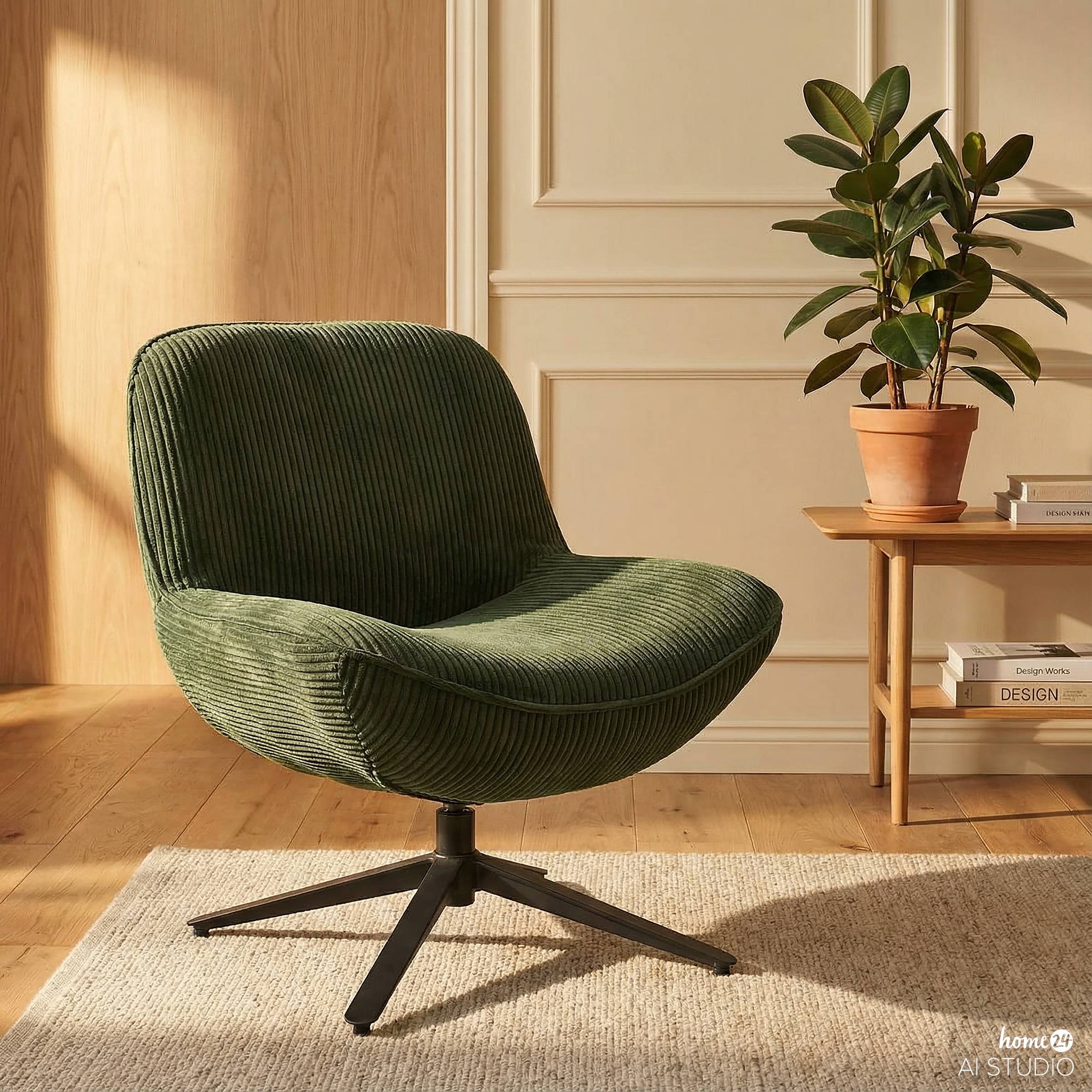 Neben Drehsessel Cordstoff Dunkelgrün