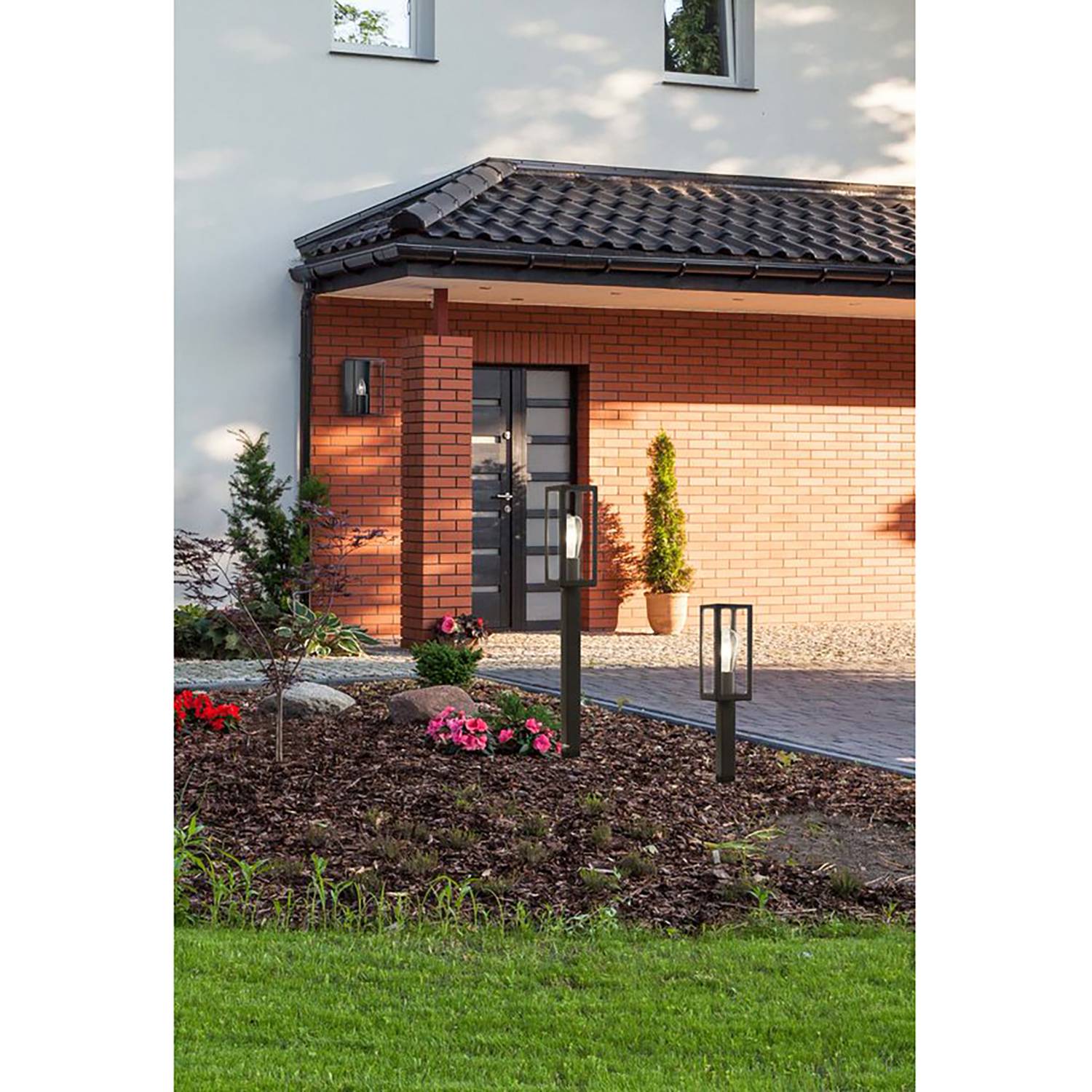 Wegeleuchte Box II Klarglas Edelstahl Schwarz