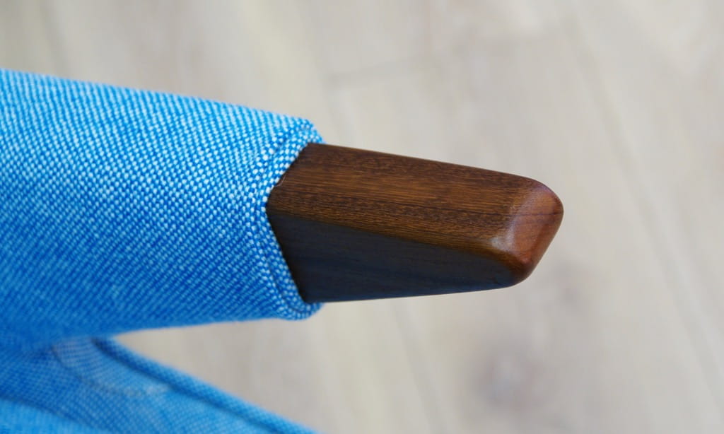 Vintage Sessel Teakholz Textil Blau 1960er Jahre