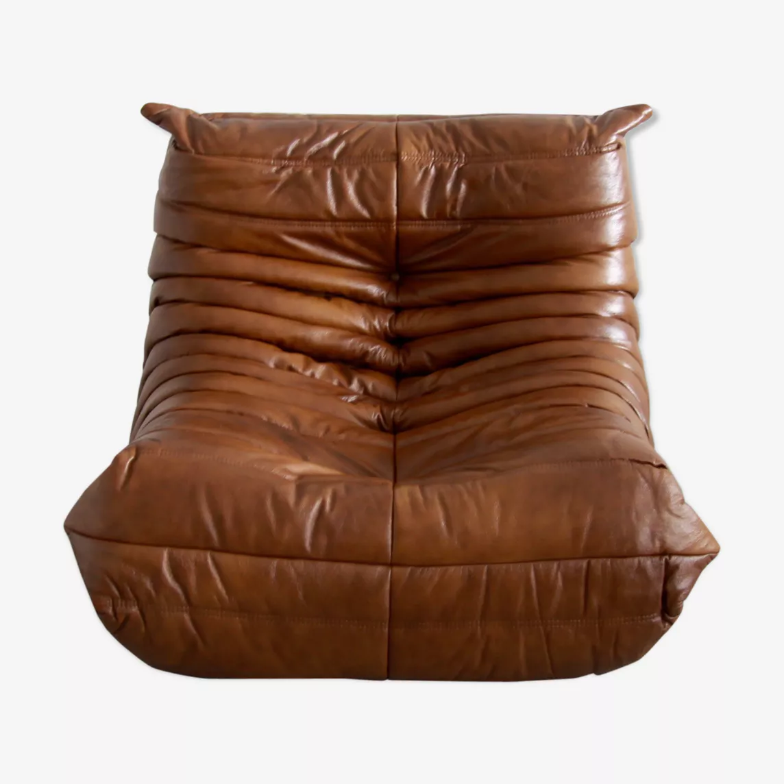 Togo armchair Smooth leather High gloss leather Antique brown