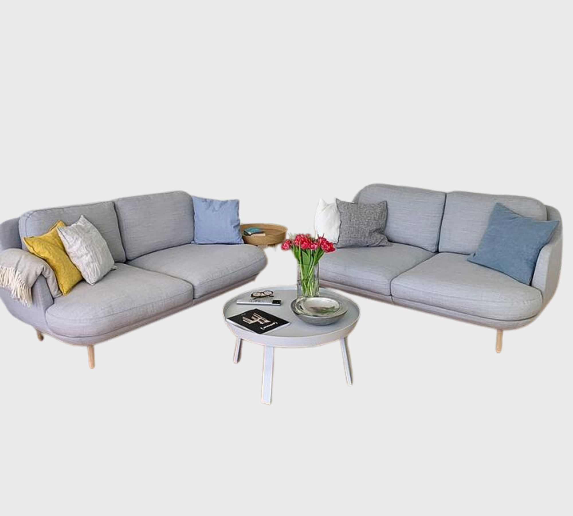 2x Lune JH200 Sofa 2-Sitzer Wolle Grau
