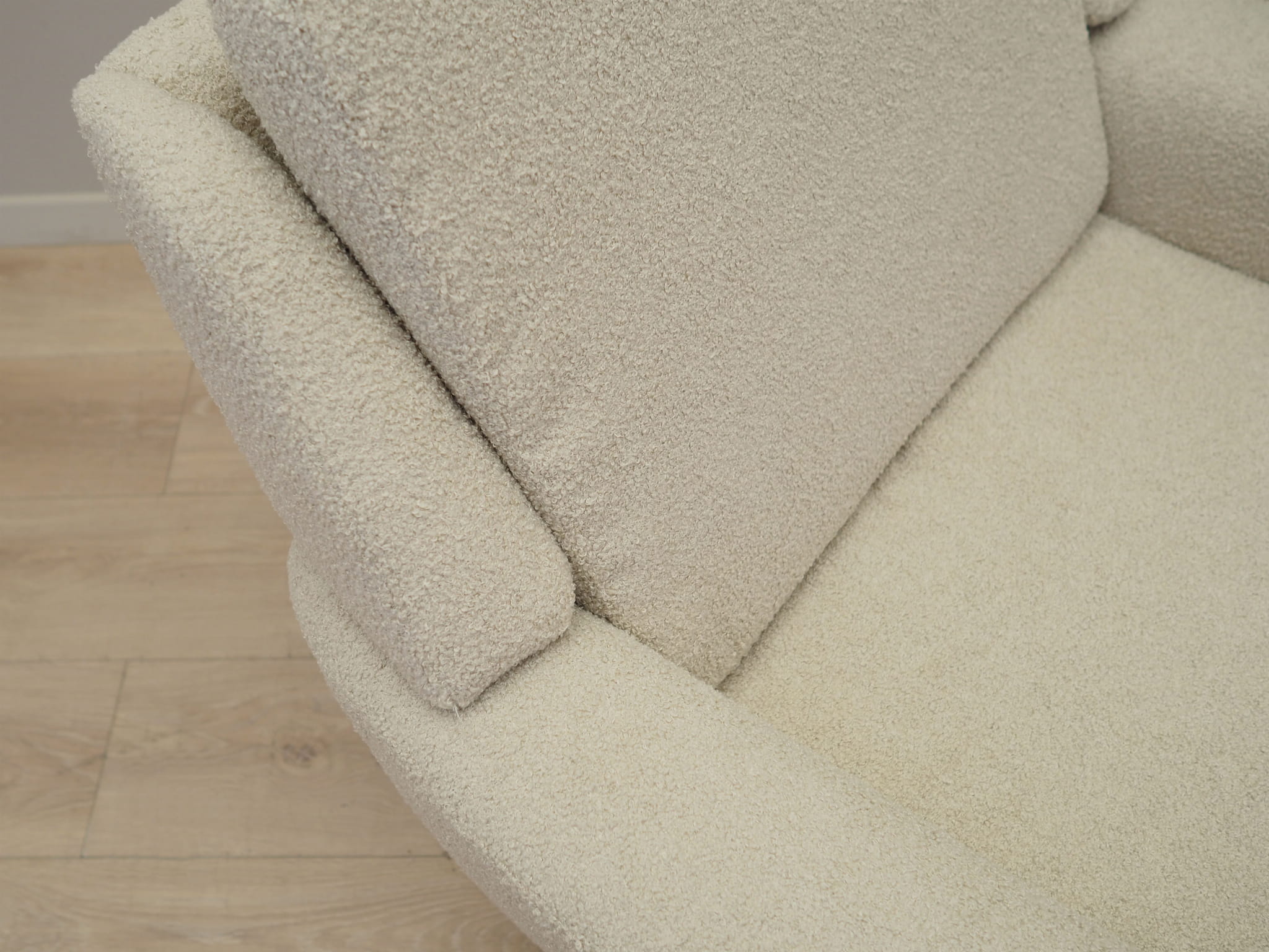 Sessel Textil Holz Creme 1970er Jahre