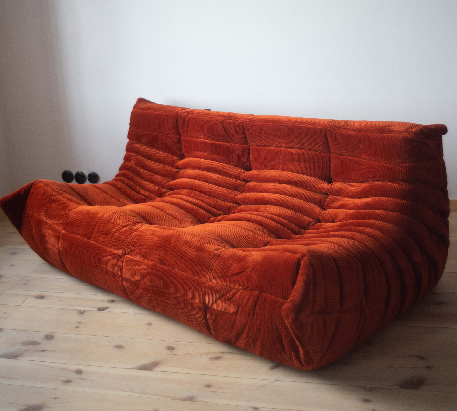 Togo Sofa 3-Sitzer Cord Bernsteinorange