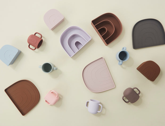 Regenbogen Teller & Schüssel Silikon Choko Vanille