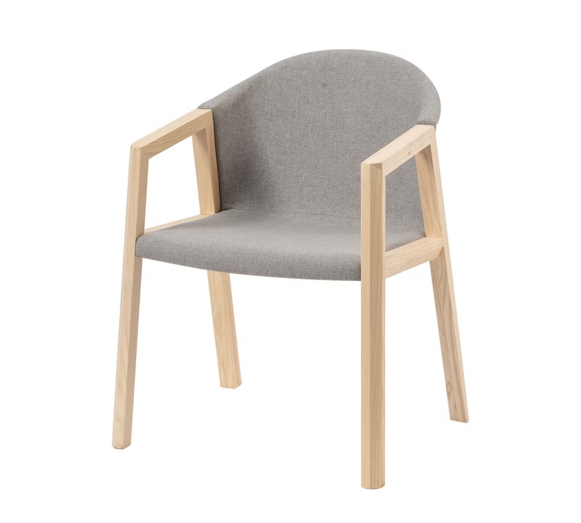 Armchair Woven Fabric Solid Ash Light Grey