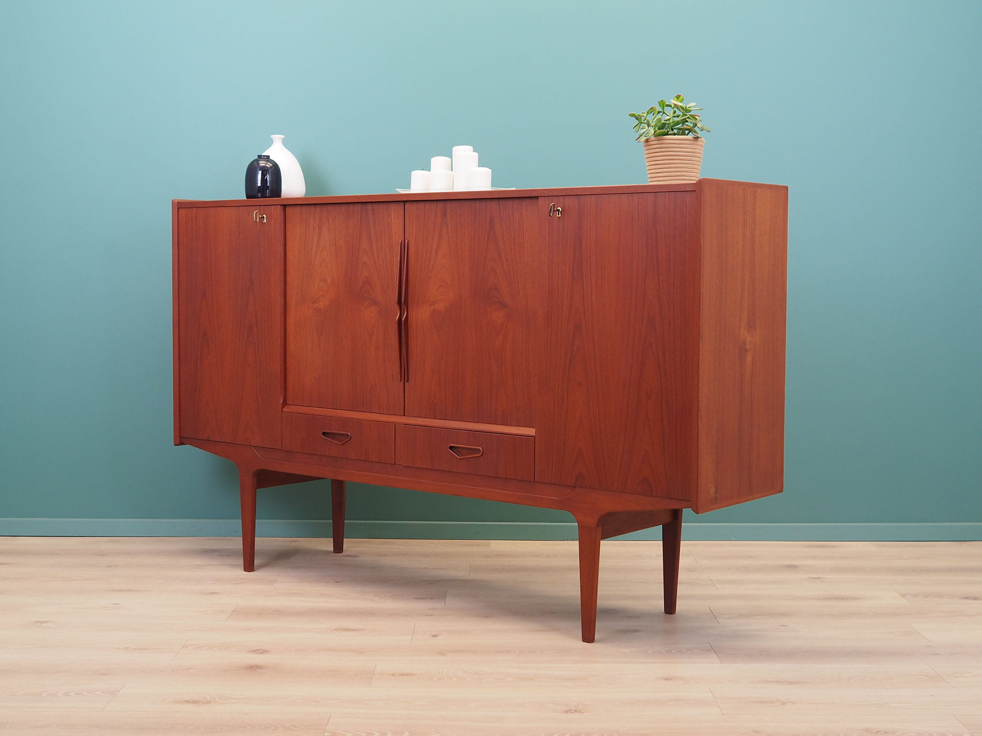 Vintage Highboard Holz Braun 1960er Jahre