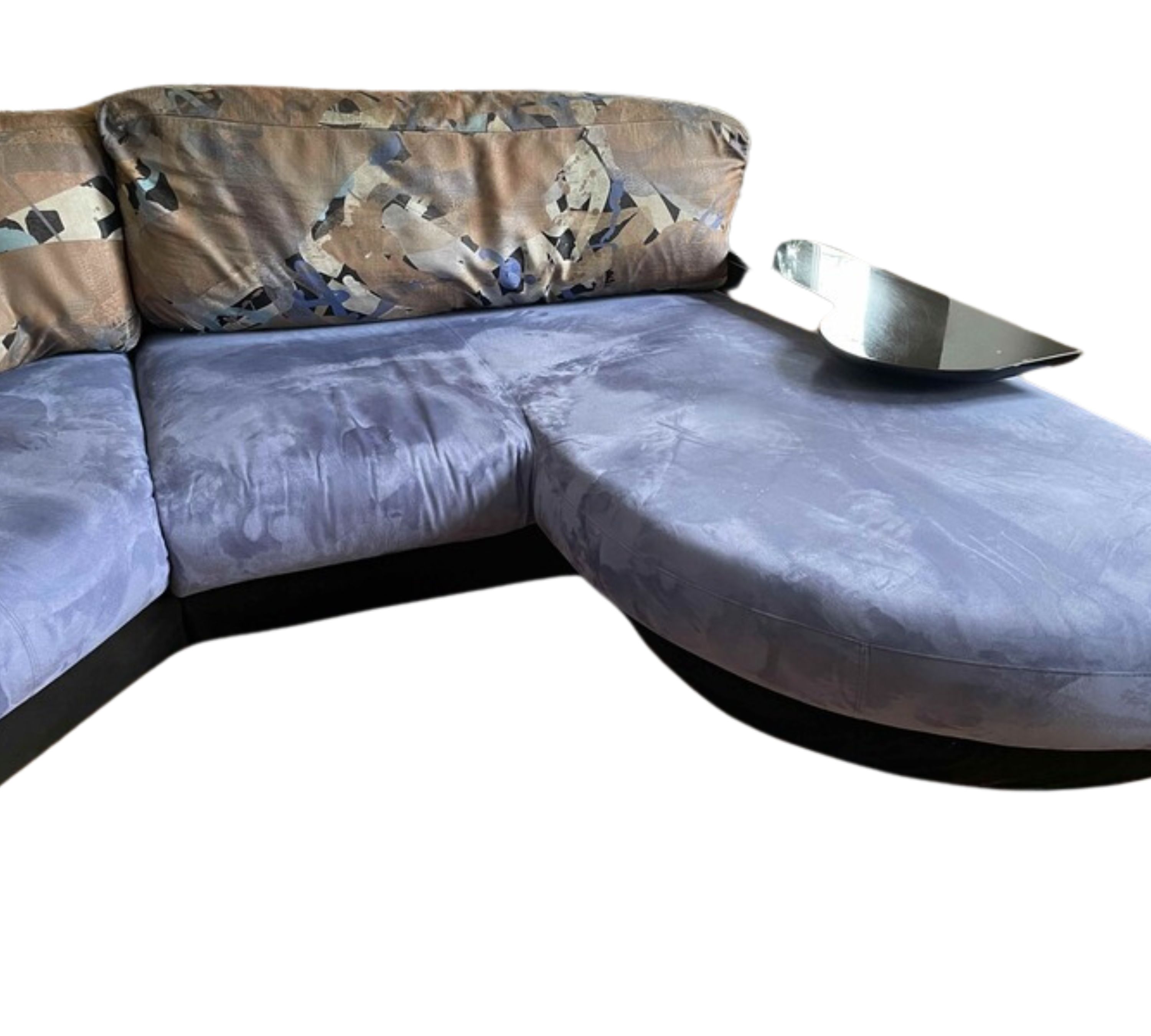 Vintage Ecksofa Samt Mehrfarbig