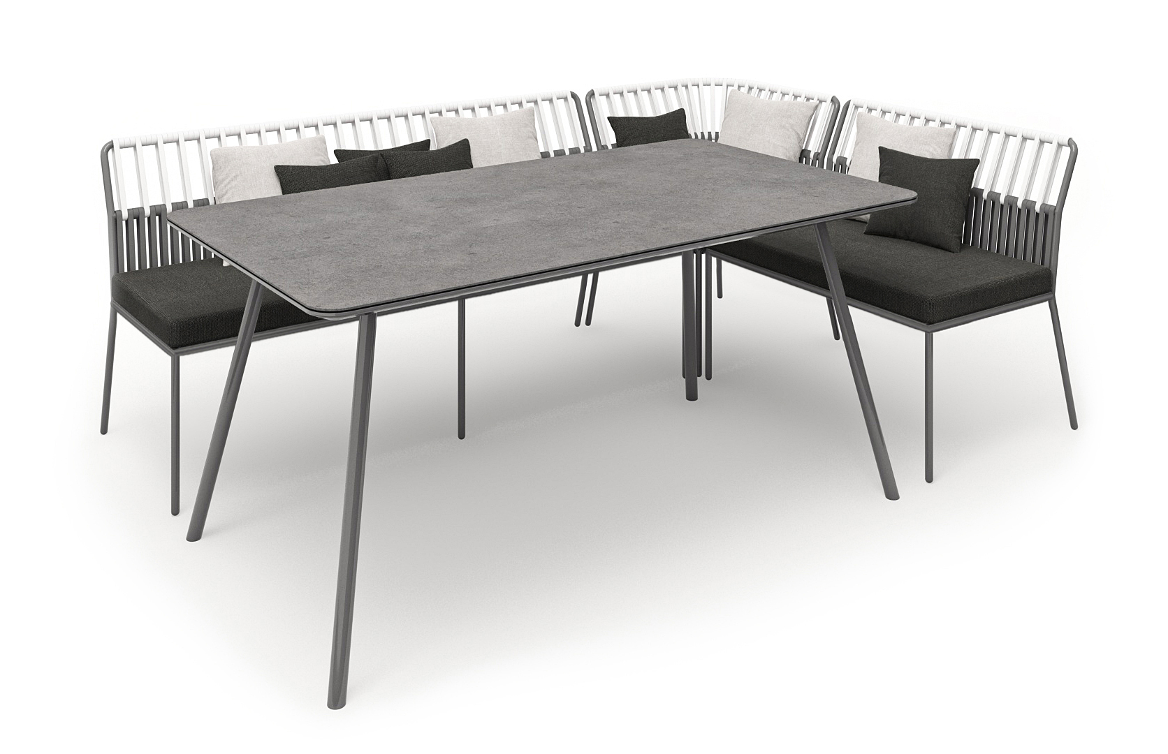 Urban Dining Lounge Corner Aluminium String-Flex Anthracite