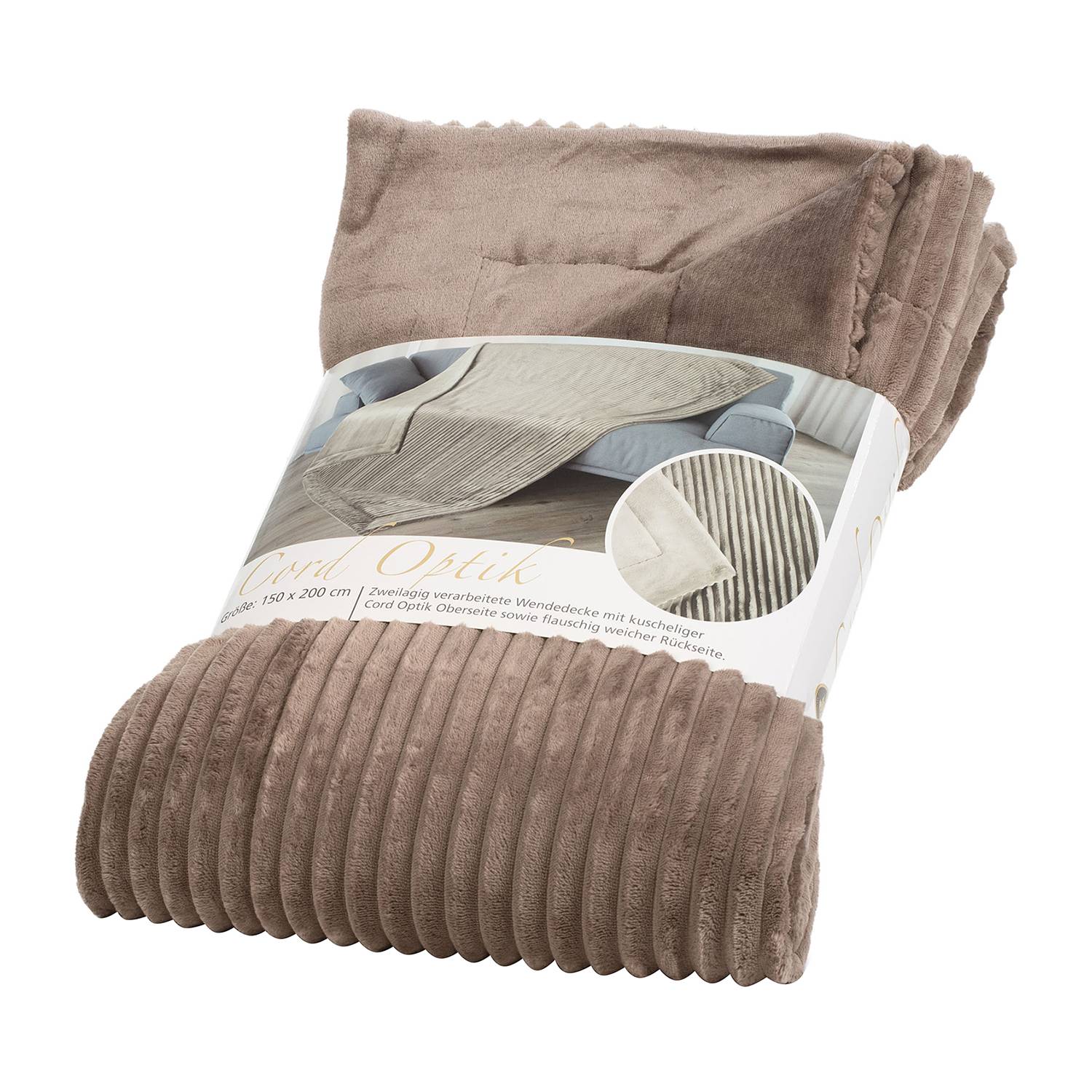 Plaid Cord Decke Webstoff Braun