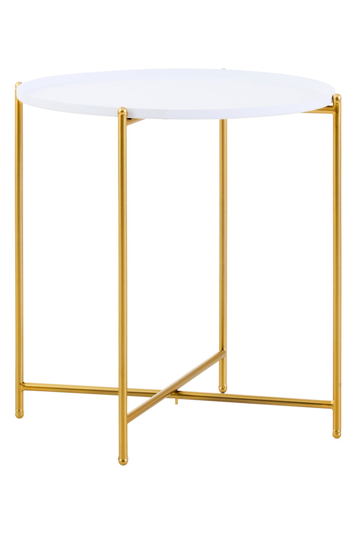 Trosa Round Side Table Iron White Gold