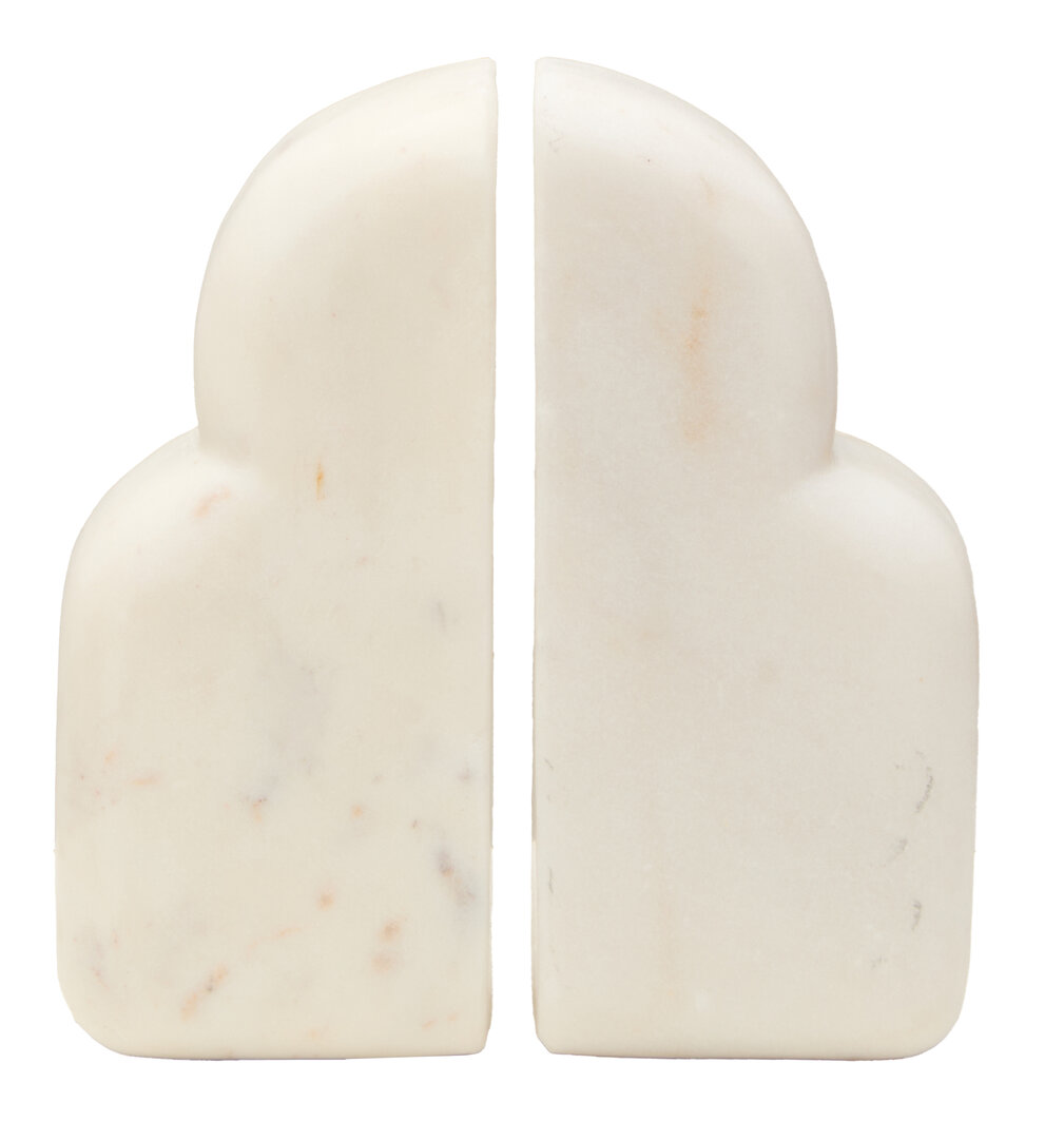 2x Savio Weißer Marmor Buchstützen