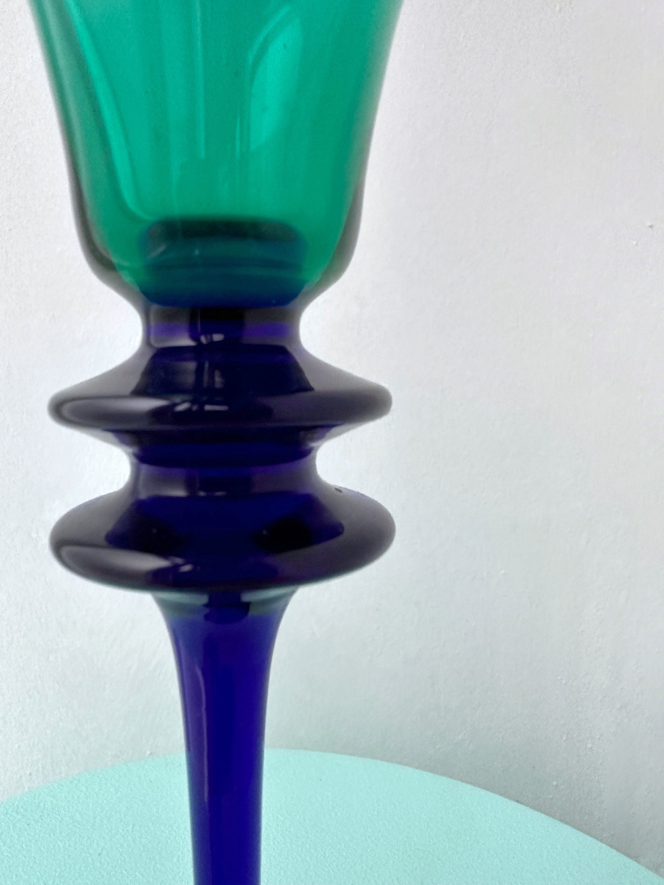 Vintage Candle Holder Glass 1980s