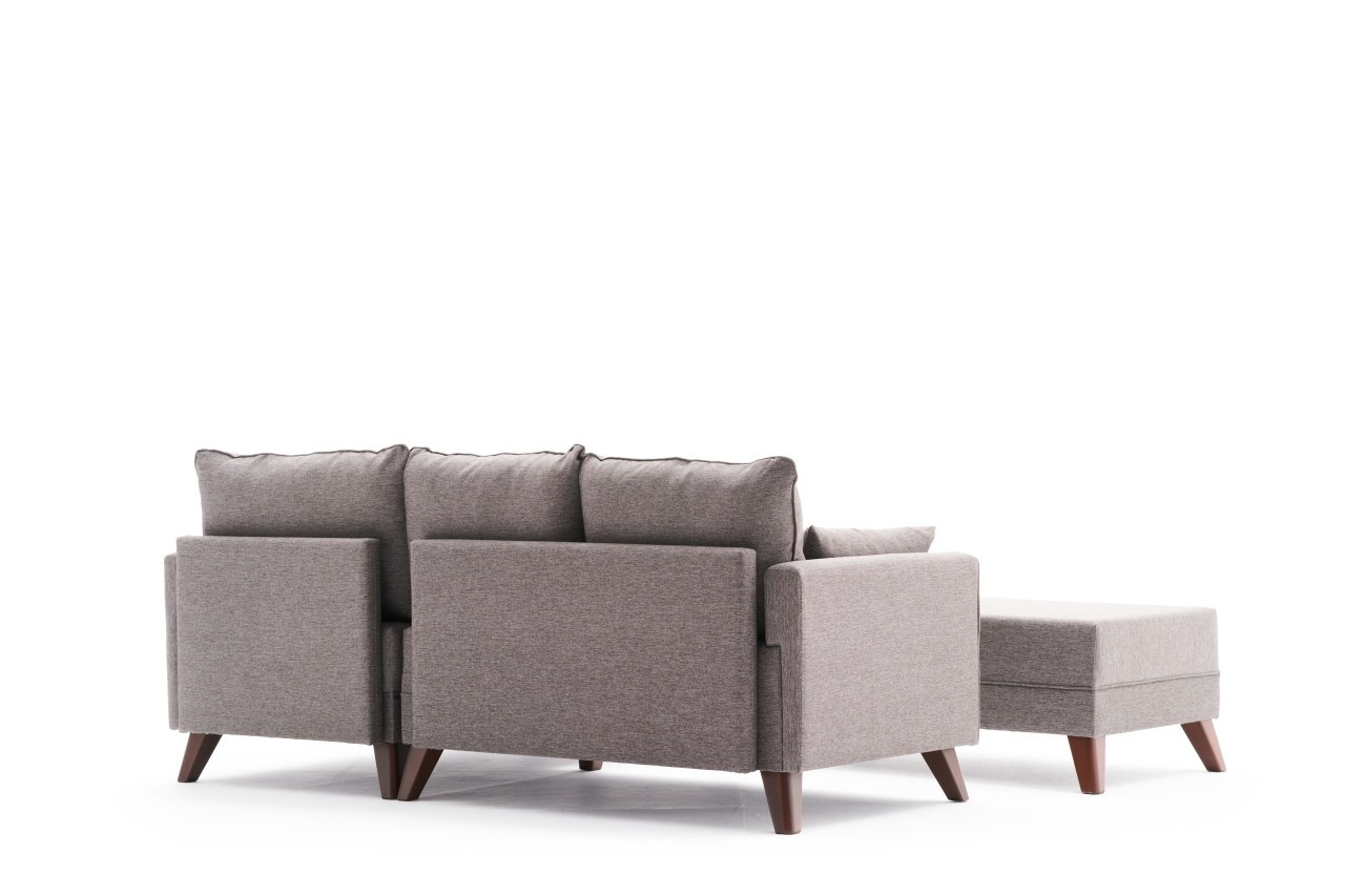 Bella Sofa Récamiere Rechts  mit Hocker Braun