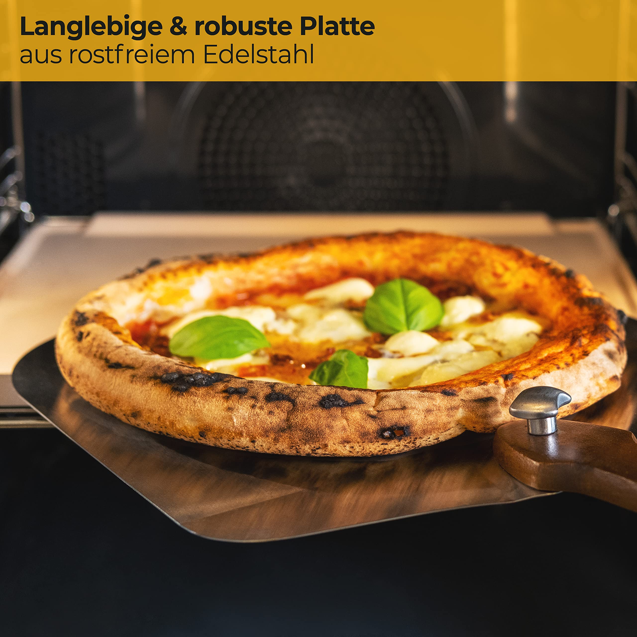 Pizzaschieber Edelstahl Akazienholz