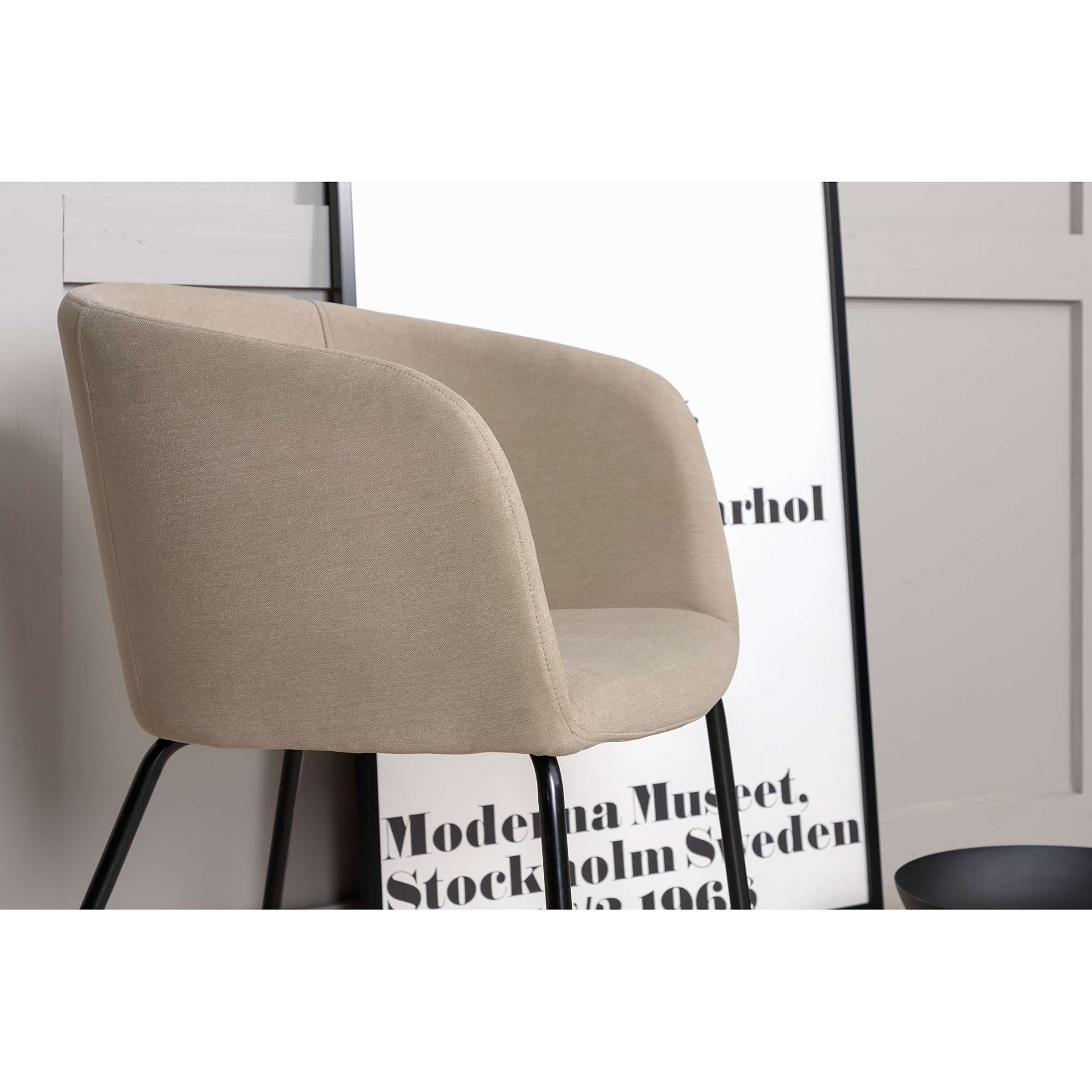 Armlehnenstuhl Woura Samt Beige