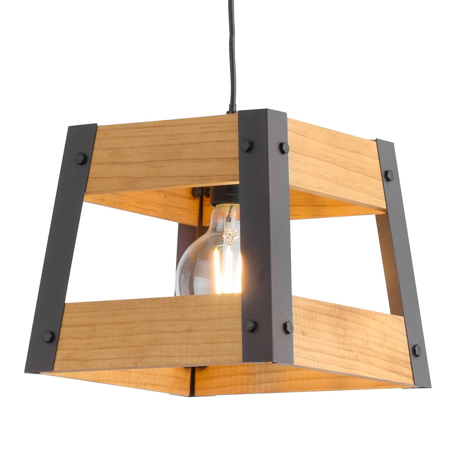 Pendant lamp Crate I Solid Pine Black
