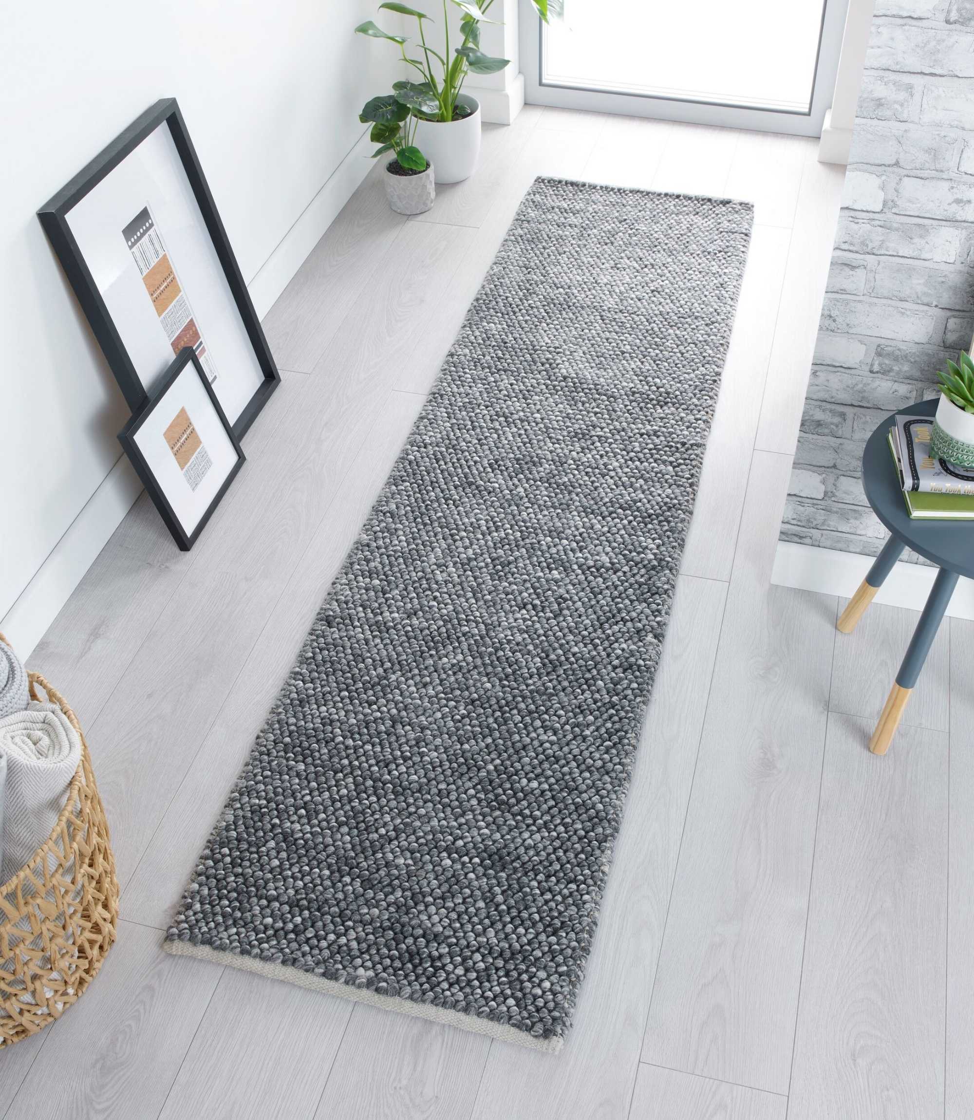 Läufer Wollmischung Minerals Dunkelgrau 60 x 230 cm