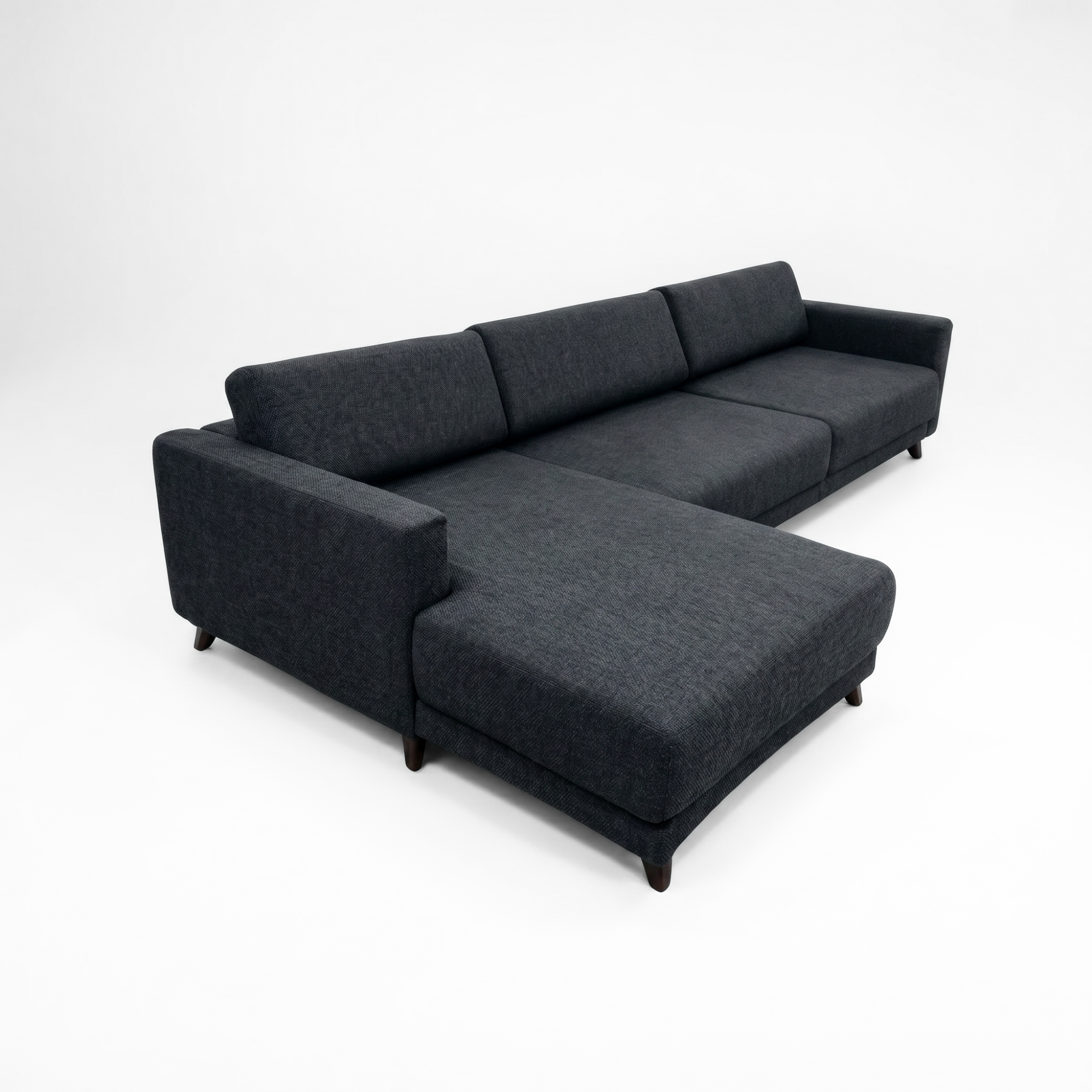 Tyme Corner Sofa Chaise Lounge Left Structured Fabric Night Black