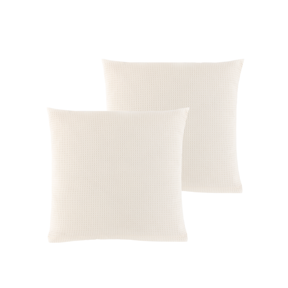 2x Kissenhülle aus Waffelpiqué 100% Baumwolle Creme