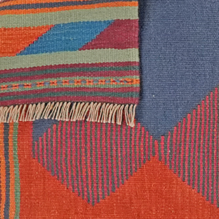 Kilim Gashgai Teppich Blau Rot