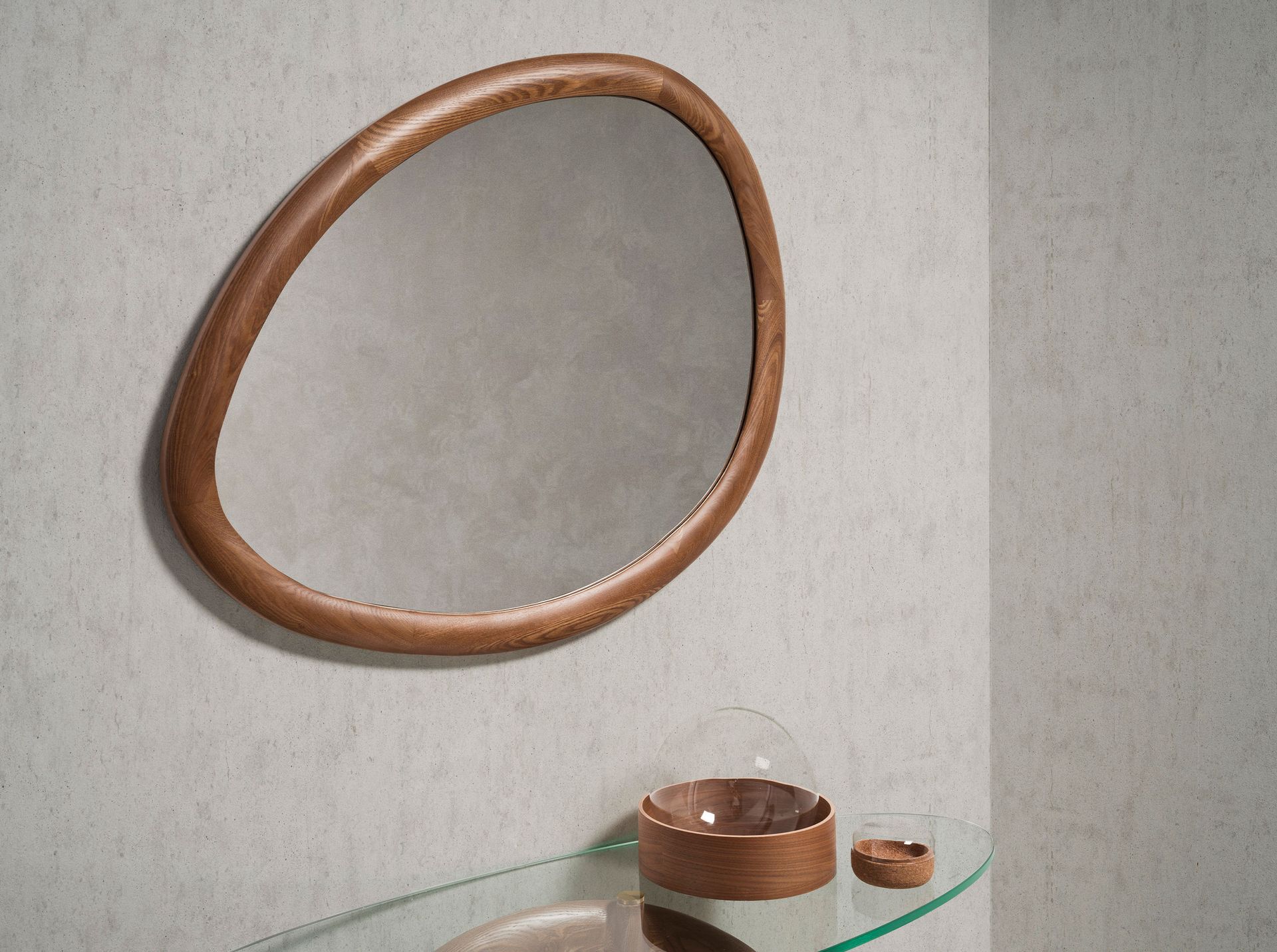 Wall mirror walnut brown
