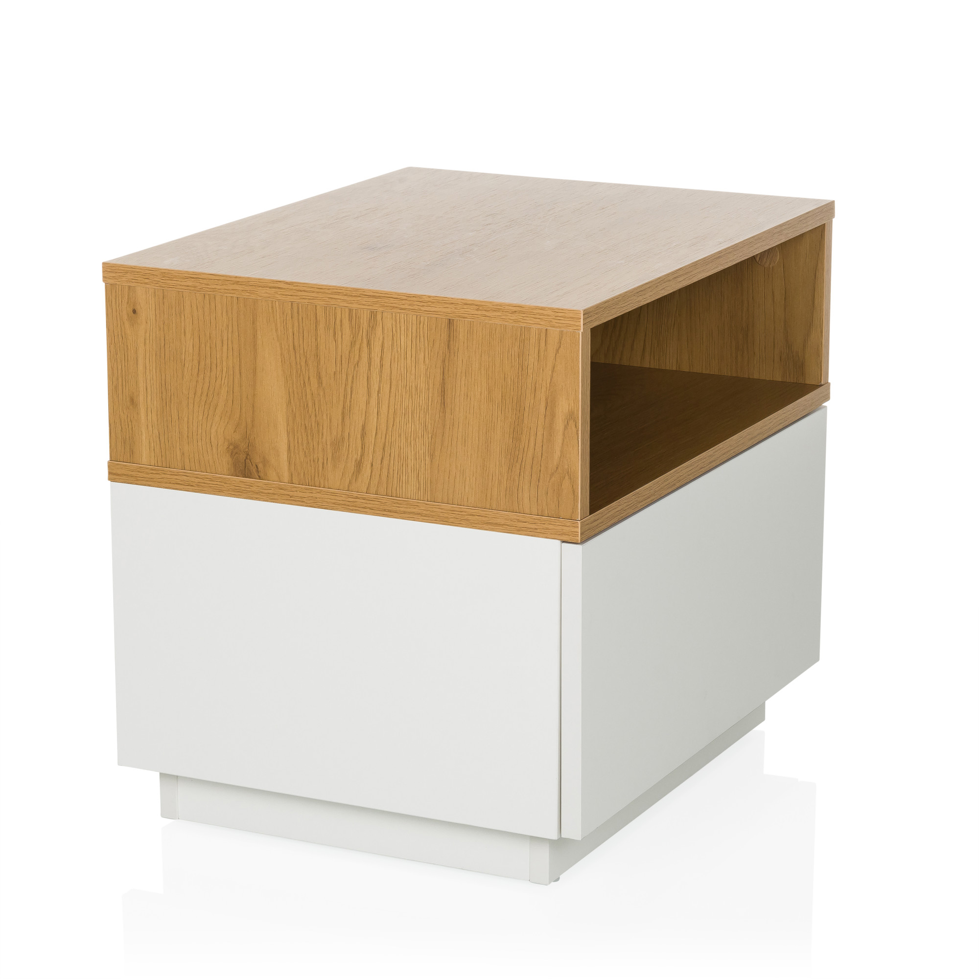 MELMO Side table with open shelf Wood White
