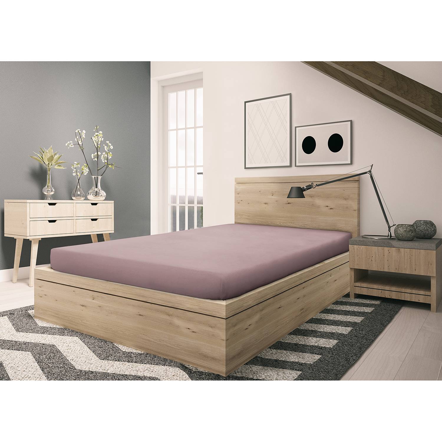 Vindum Feinbiber Spannbettlaken Baumwolle Altrosa 