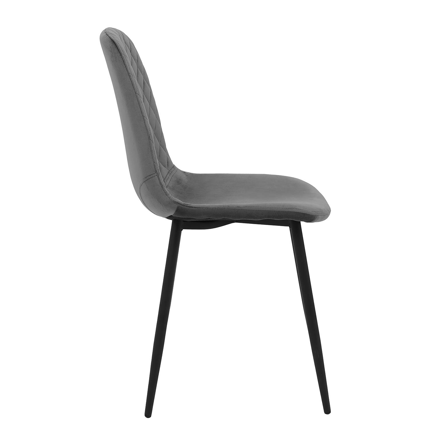 Rudine Dining Chair Set of 2 Microfiber Steel Black Grey