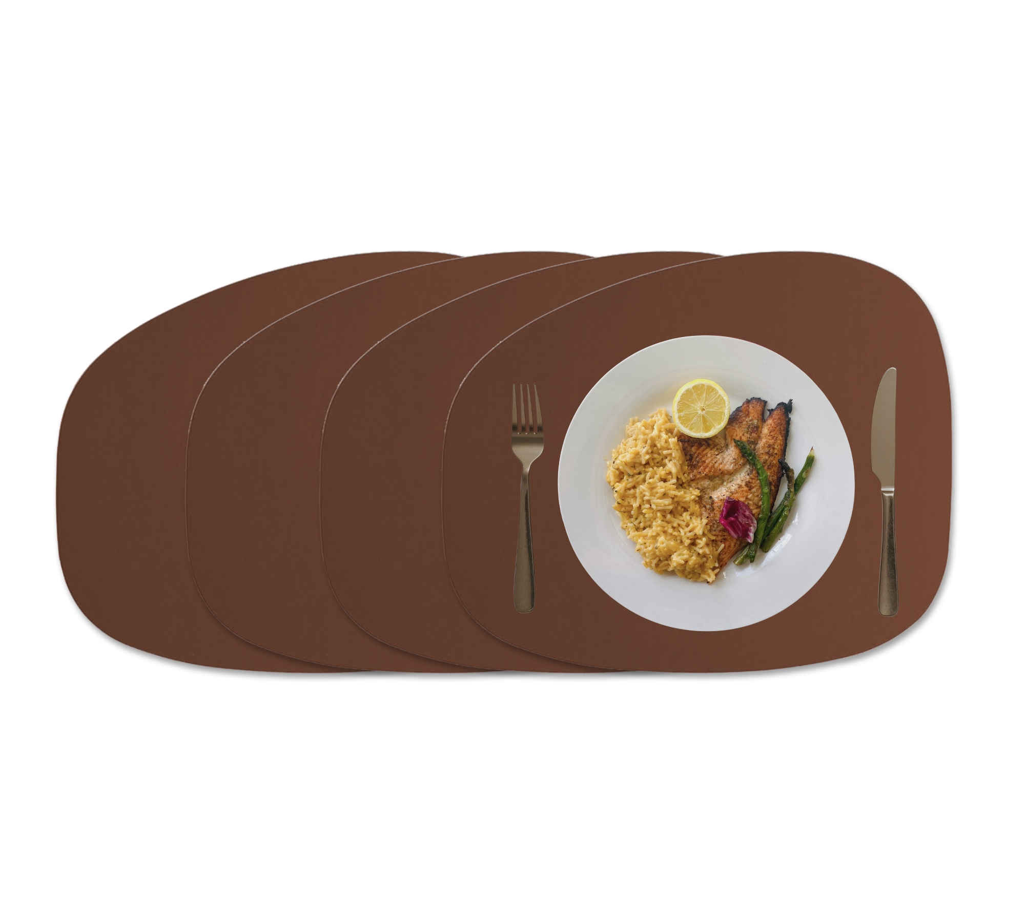 4x Stone Set di tovagliette 100% Pelle riciclata Cacao