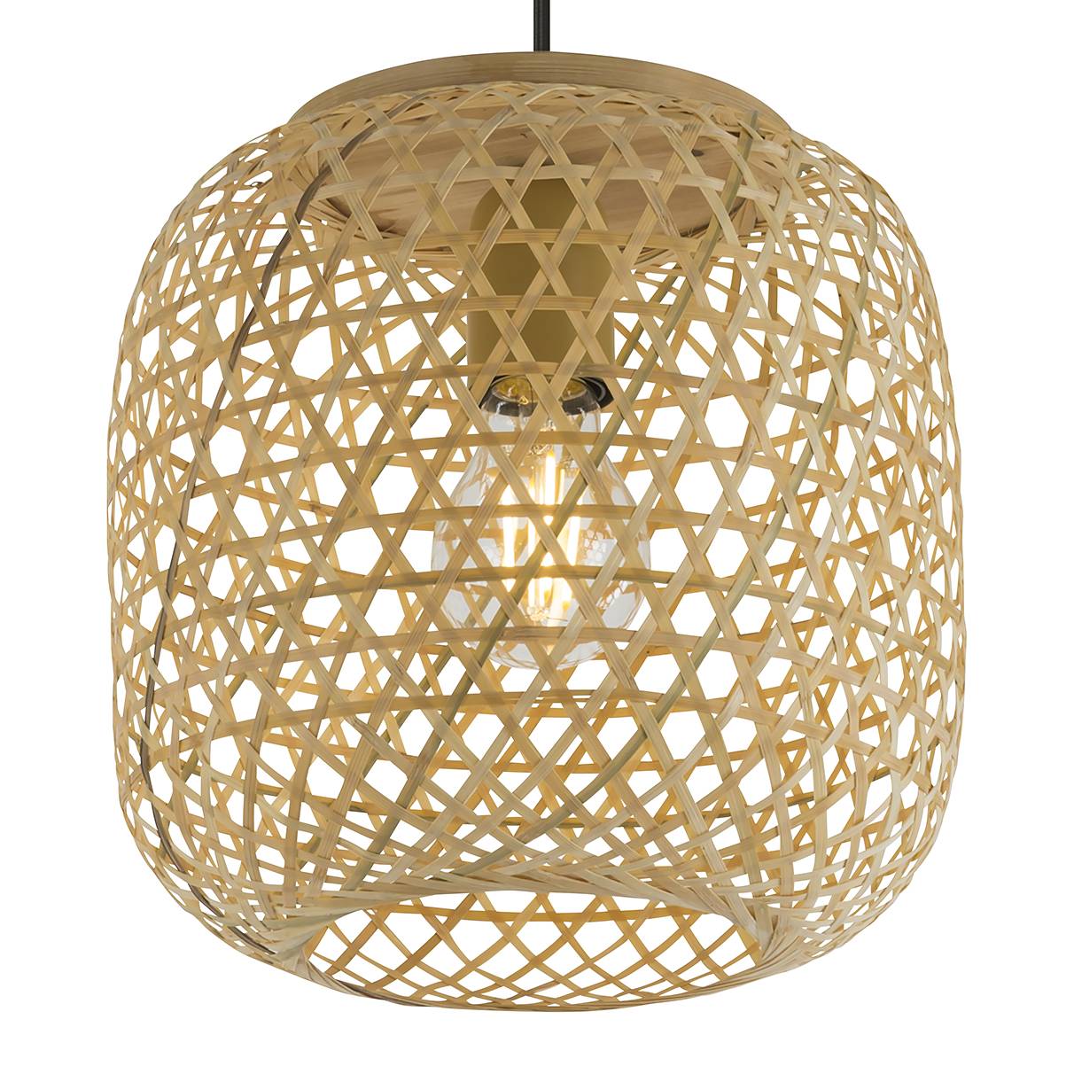 Pendant light Mirena I 1-light bamboo mixed fabric