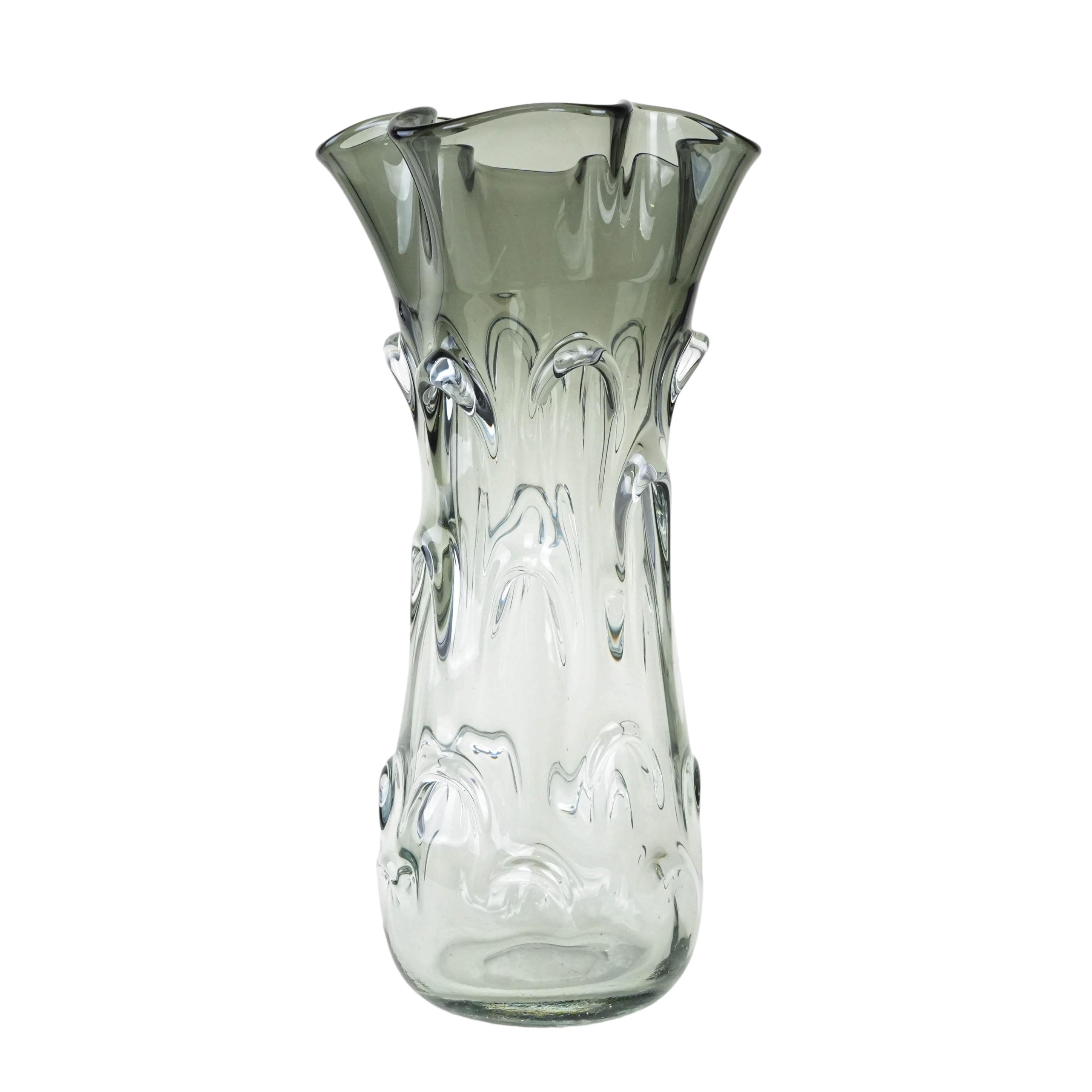 Vase Muranoglas Grau 1960er Jahre