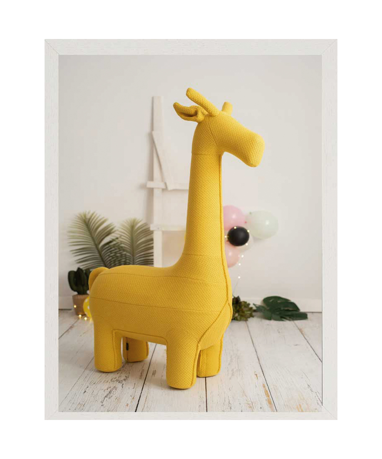 Kinderbild mit Rahmen Giraffe Mehrfarbig