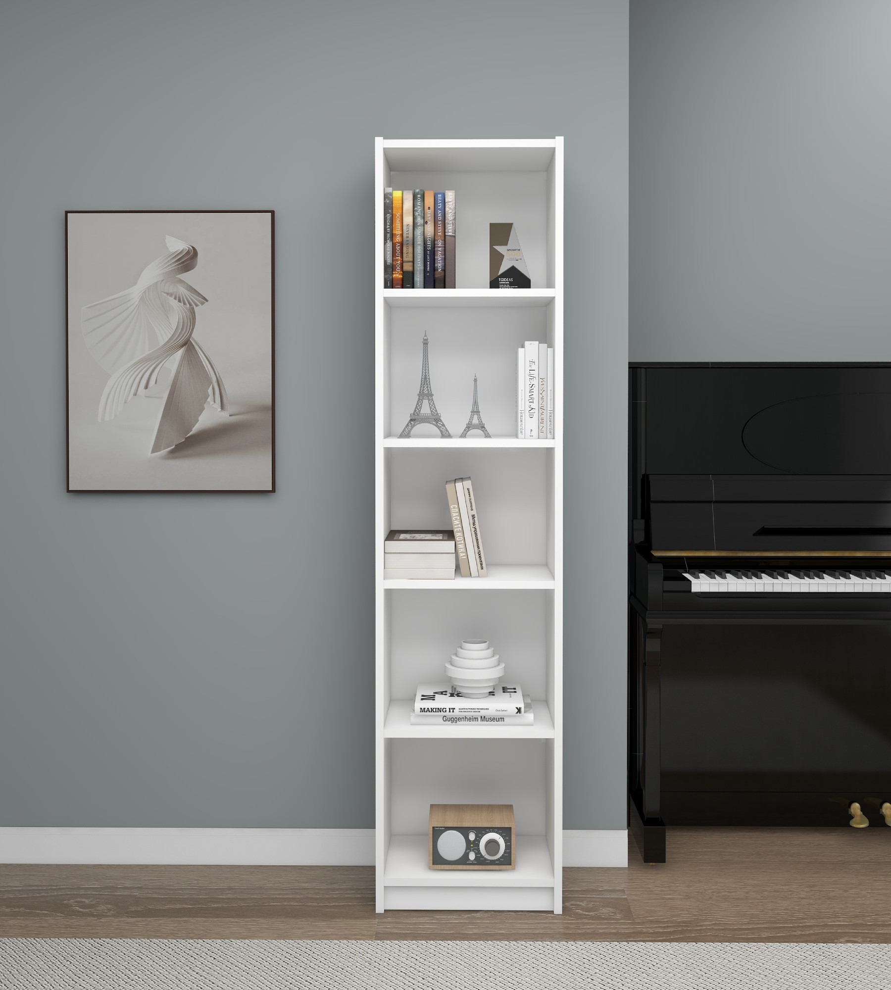 Fulya Bücherregal Holzfurnier Weiß