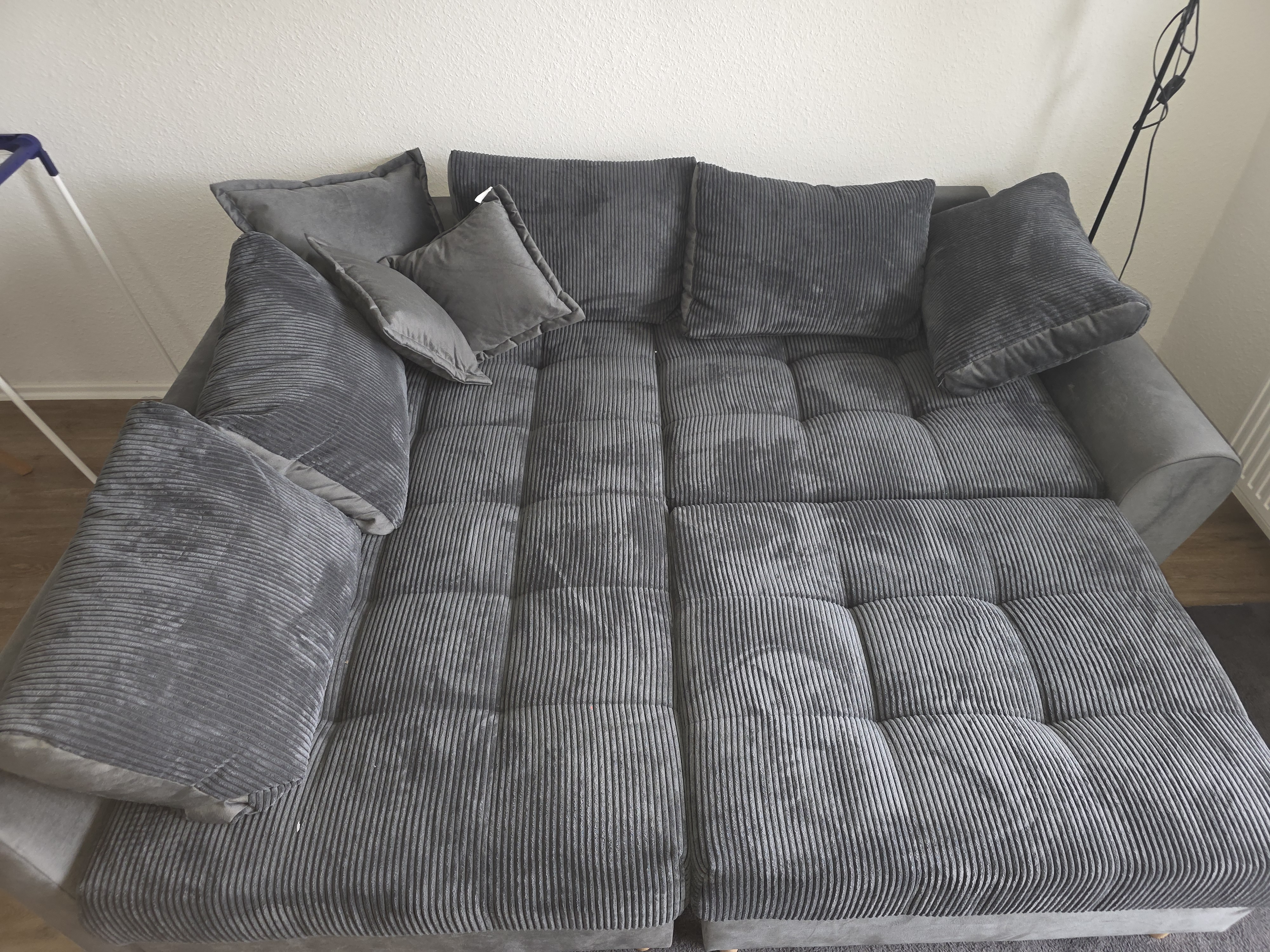 Ecksofa mit Hocker Anthrazit
