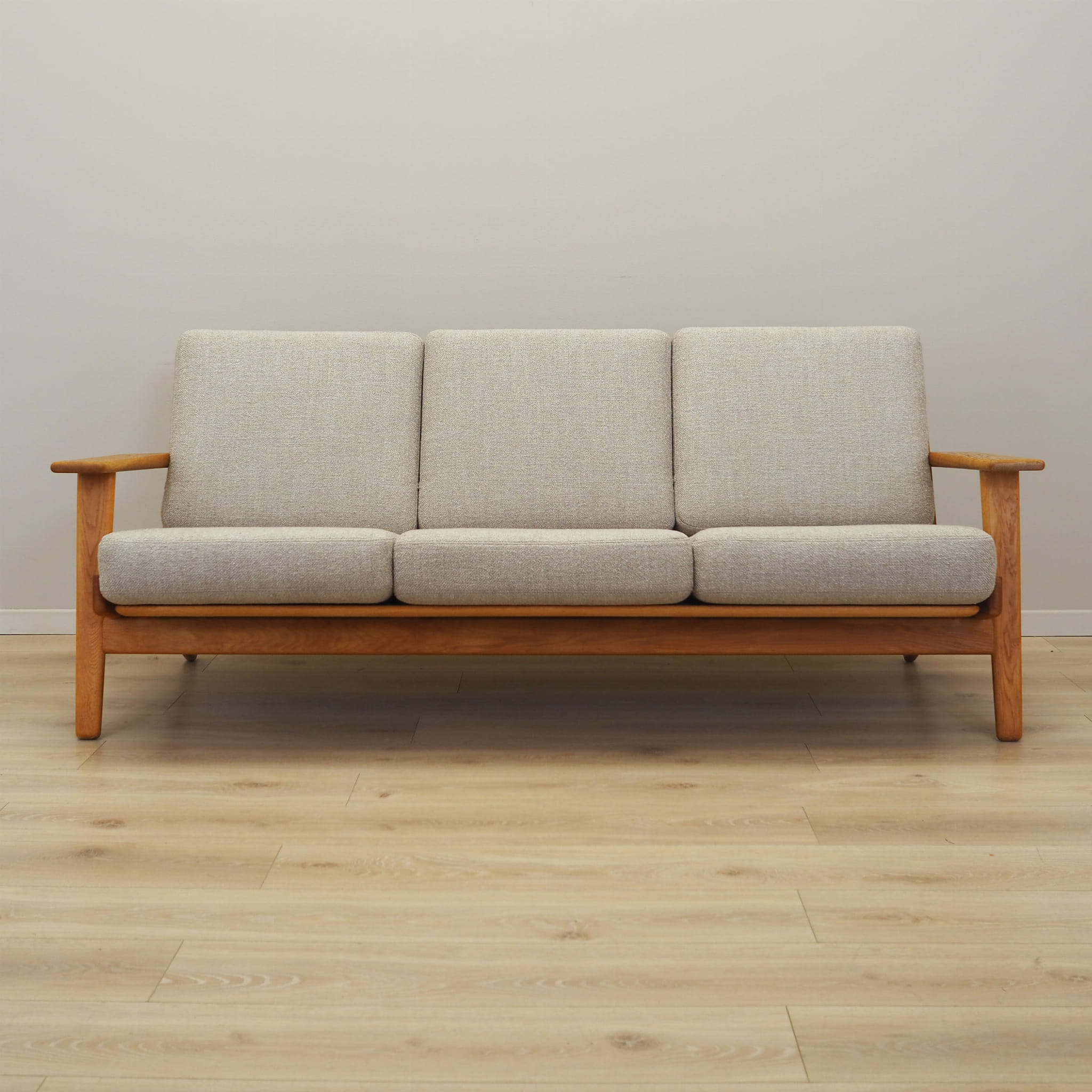 Vintage Sofa Oak Wood Textile Grey 1960s