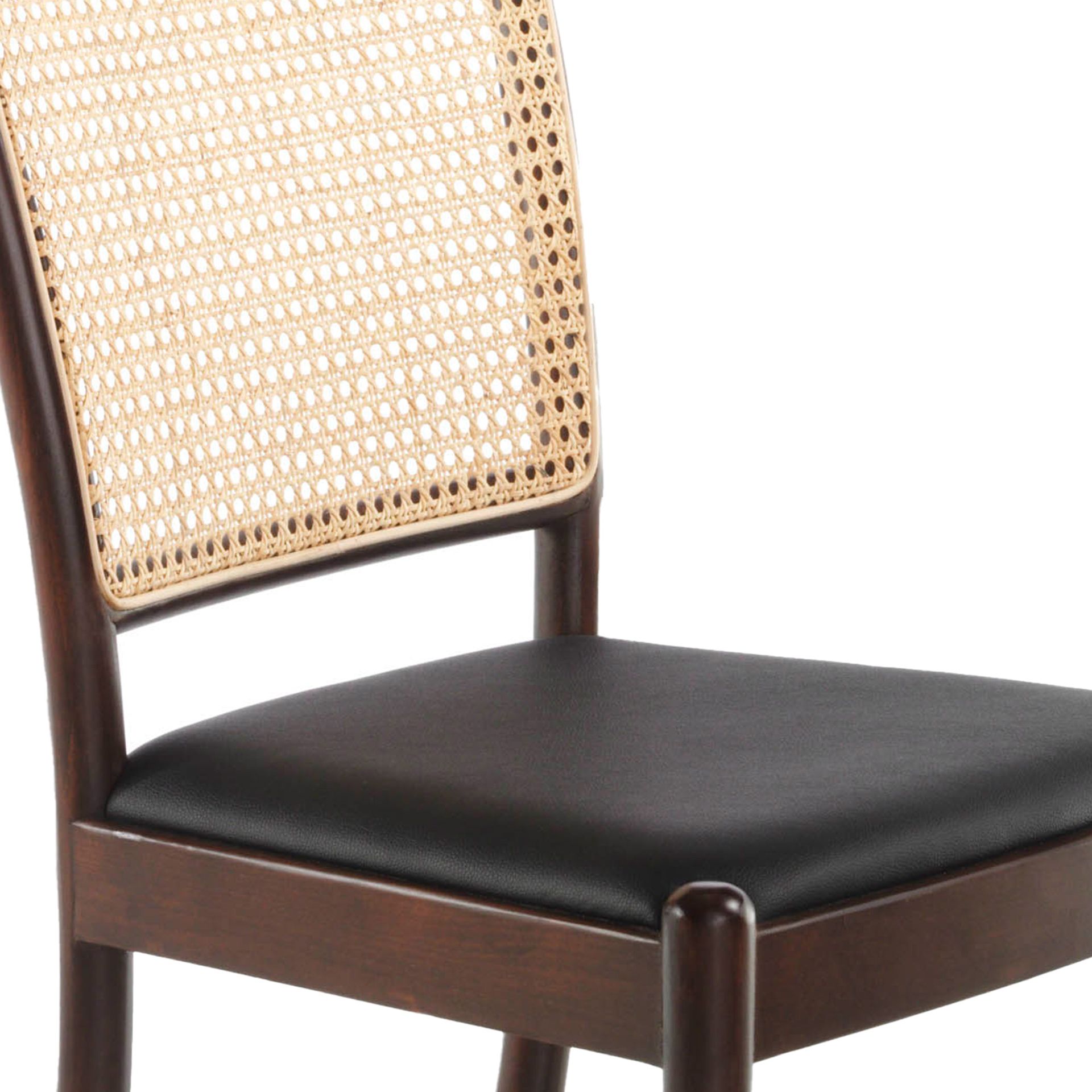 Chair Rattan Faux Leather Black