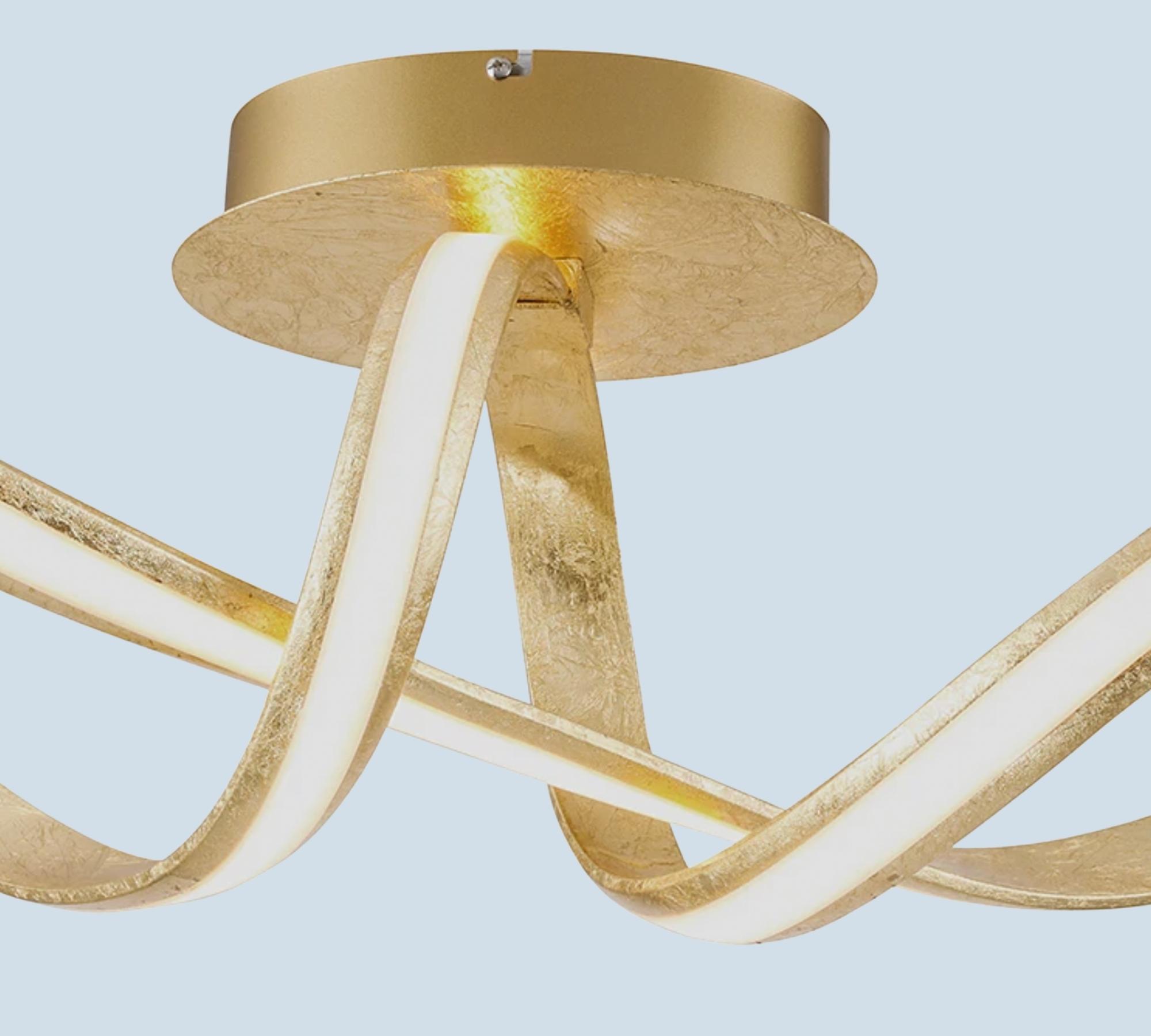 LED- Deckenleuchte geschwungenes Design Gold lackiert