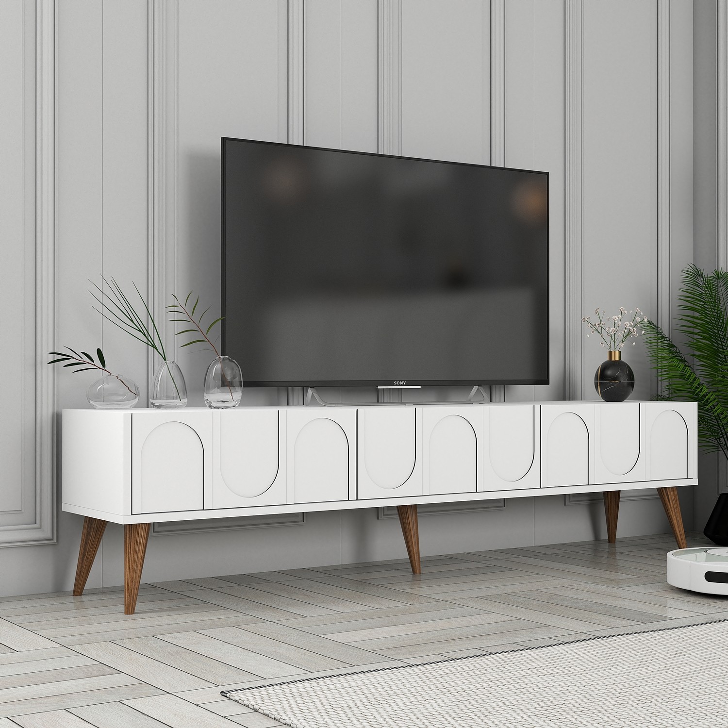 Lyon 44 TV cabinet Wood veneer White