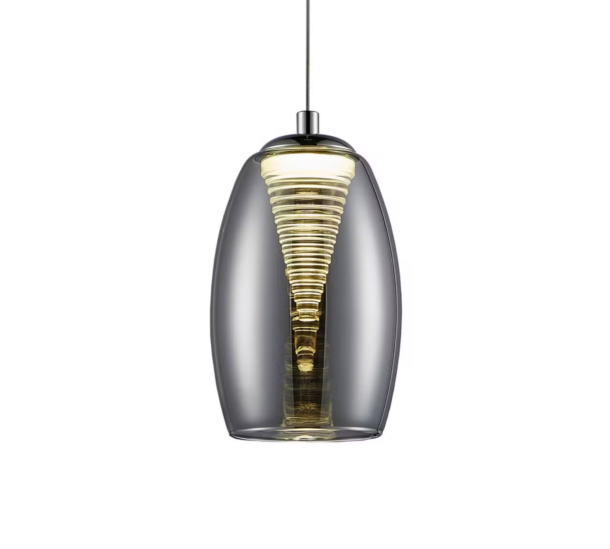 LED pendant lamp Glass Steel Black Chrome