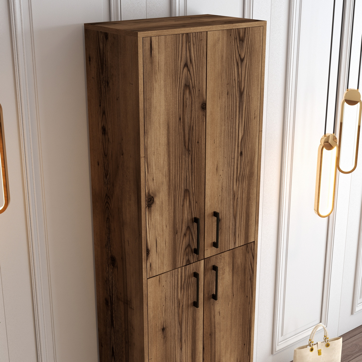 Walnut brown shoe cabinet